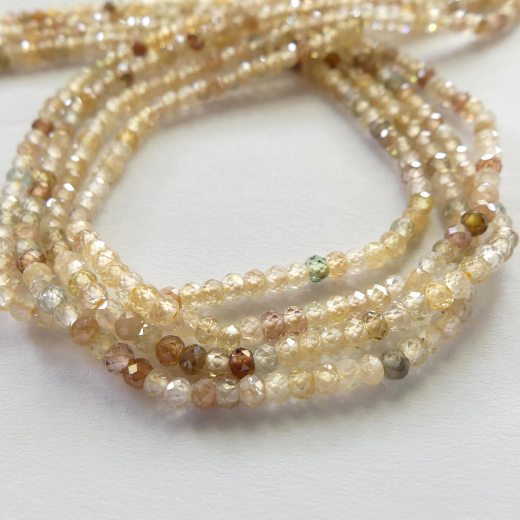 3mm Natural AAA Zircon Micro Faceted Beads Rondelle Genuine Zircon 15" Transparent Sparkly Gemstone Beads for Jewelry Making