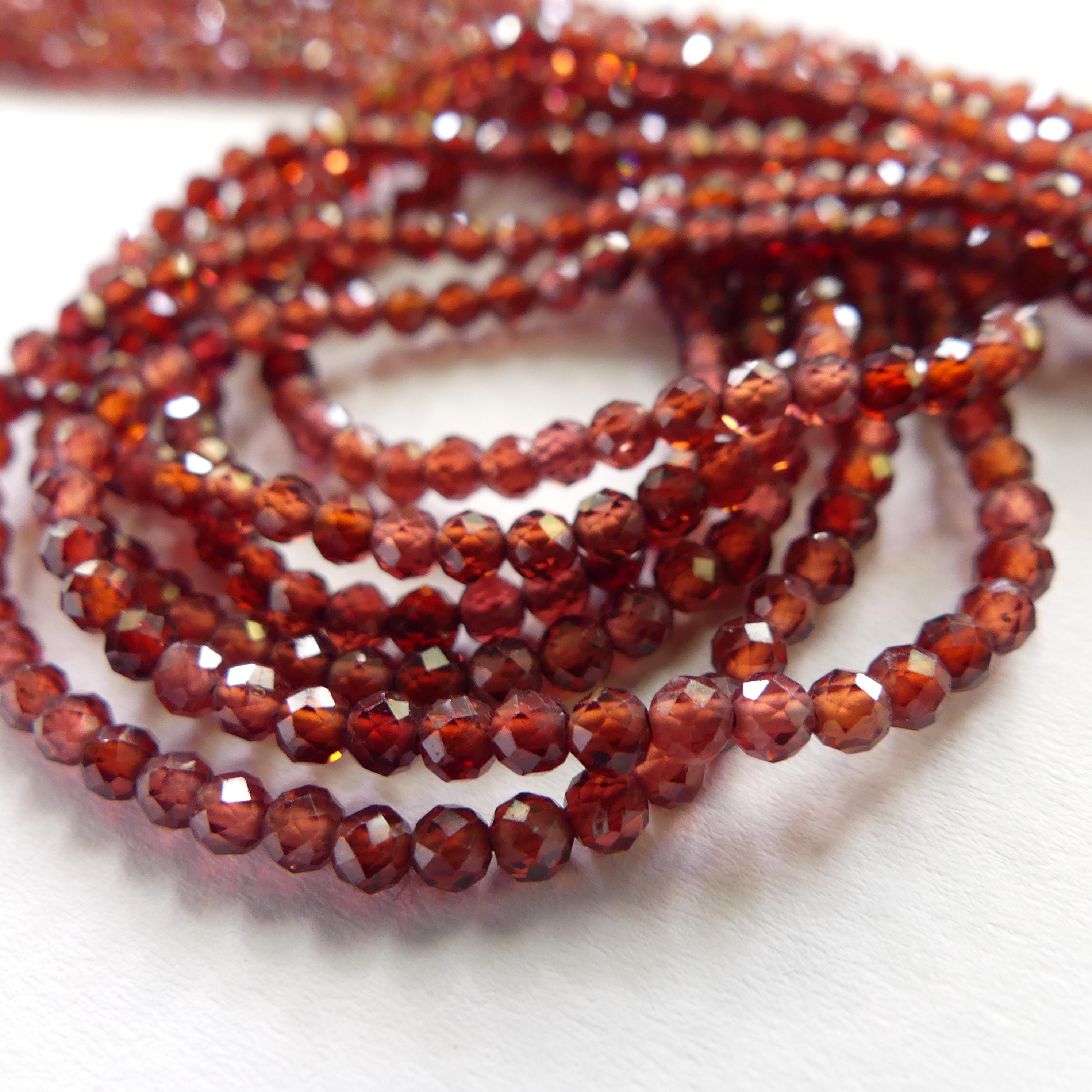 3mm AAA Almandine Garnet Beads Micro Faceted Beads 15" Natural Brown Garnet Gemstone Beads Beading Crafter Gift