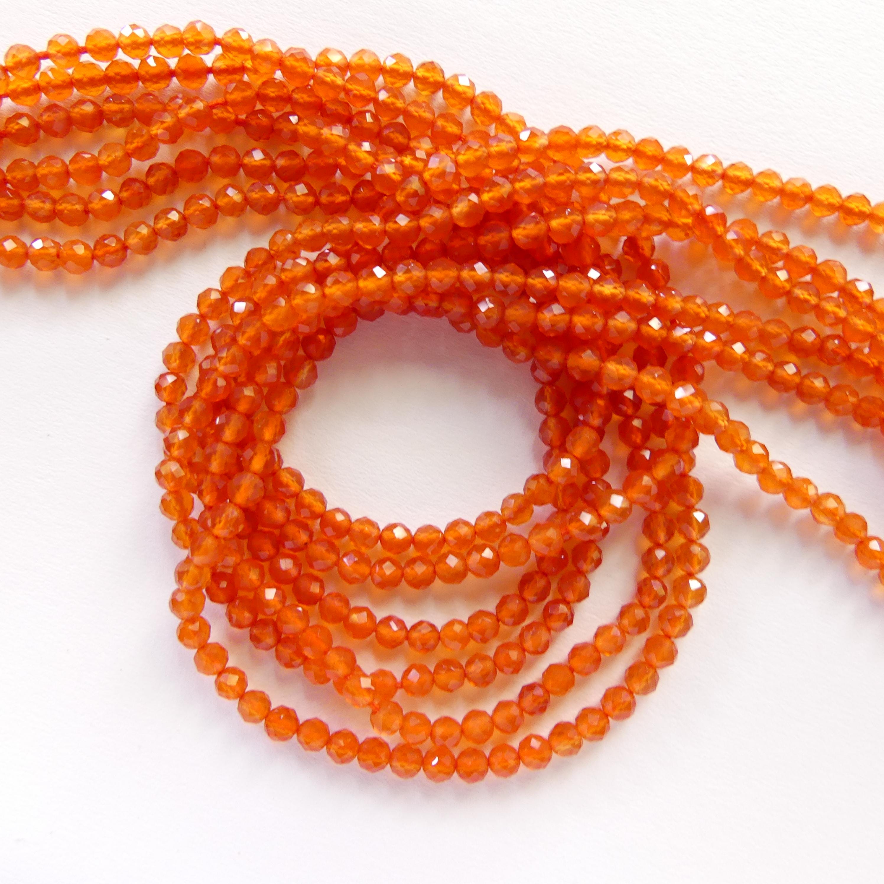 3mm Natural Orange AAA Carnelian Faceted Beads 13" Genuine Gemstone Beads for Jewelry Making Beading Craft Gift Beads Self-Love Abundance