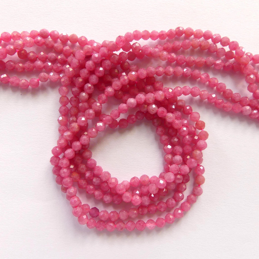 3mm AAA Rhodonite Beads Faceted 15" Pink Genuine Gemstone Beads for Jewelry Making Beading Craft Gift Beads Self-Love Abundance