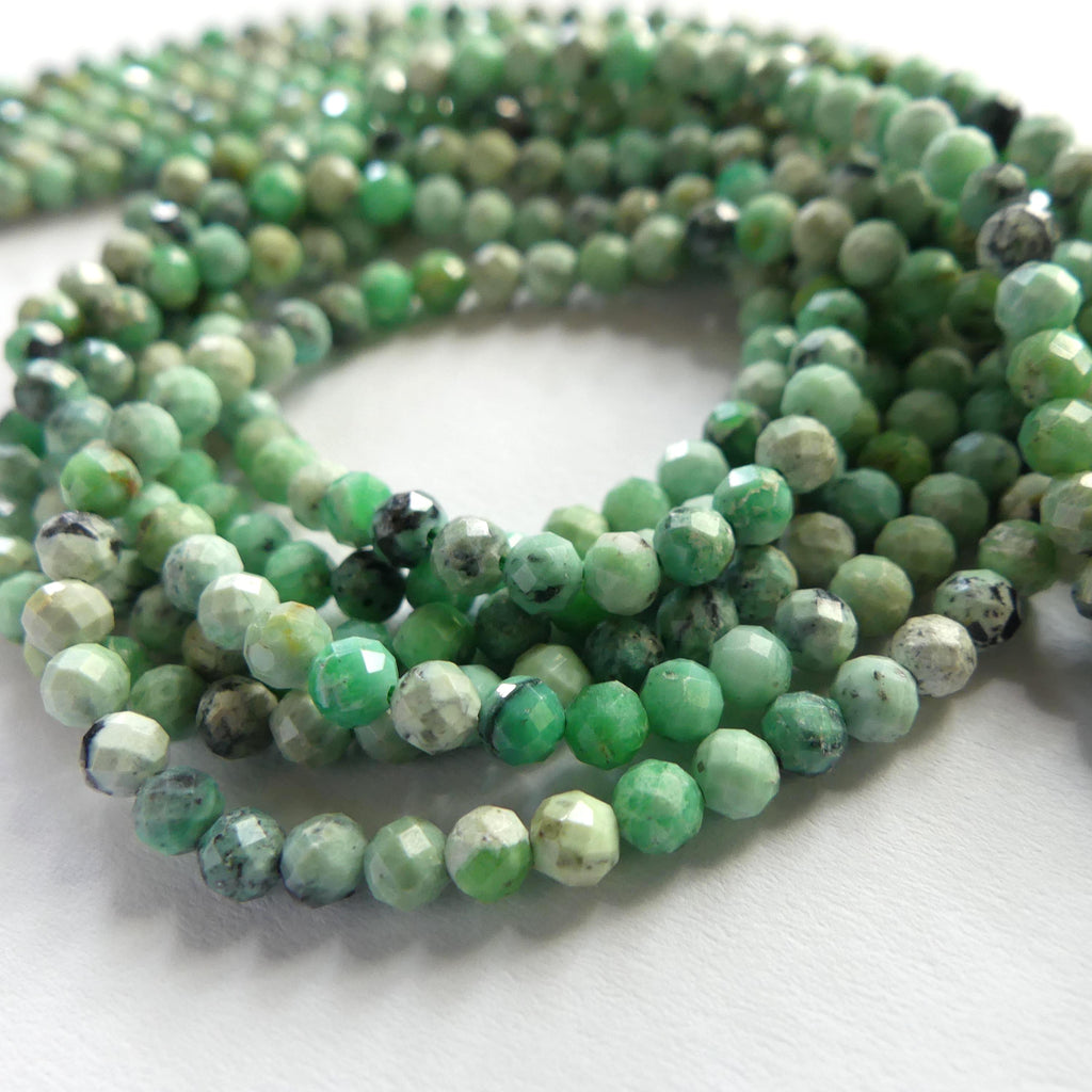 3.5mm Variscite Micro Faceted Beads 15" Green Rare Gemstone Beads for Jewelry Making Beading Gift Crafter