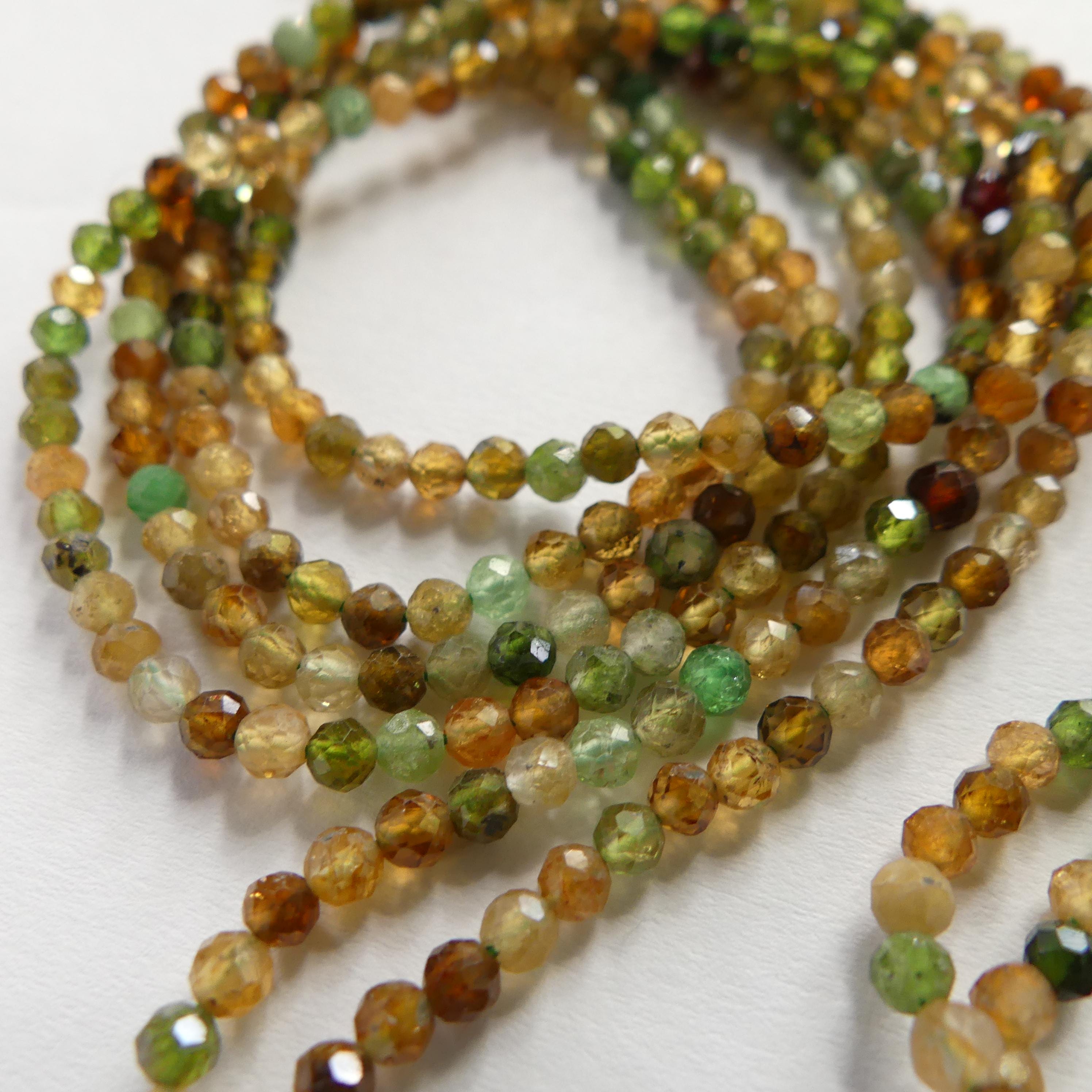 3mm Petro Tourmaline Green Yellow Micro Faceted Beads 15" Sparkly Gemstone Beads for Jewelry Making Beading Gift Crafter October Birthstone