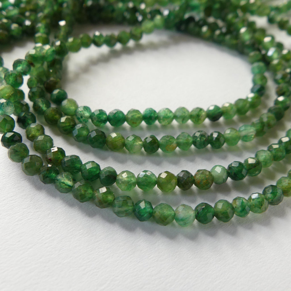 3.5mm Natural Fuchsite Micro Faceted Beads Genuine Small Emerald Green Beads 15" Gemstone Beads for Jewelry Making