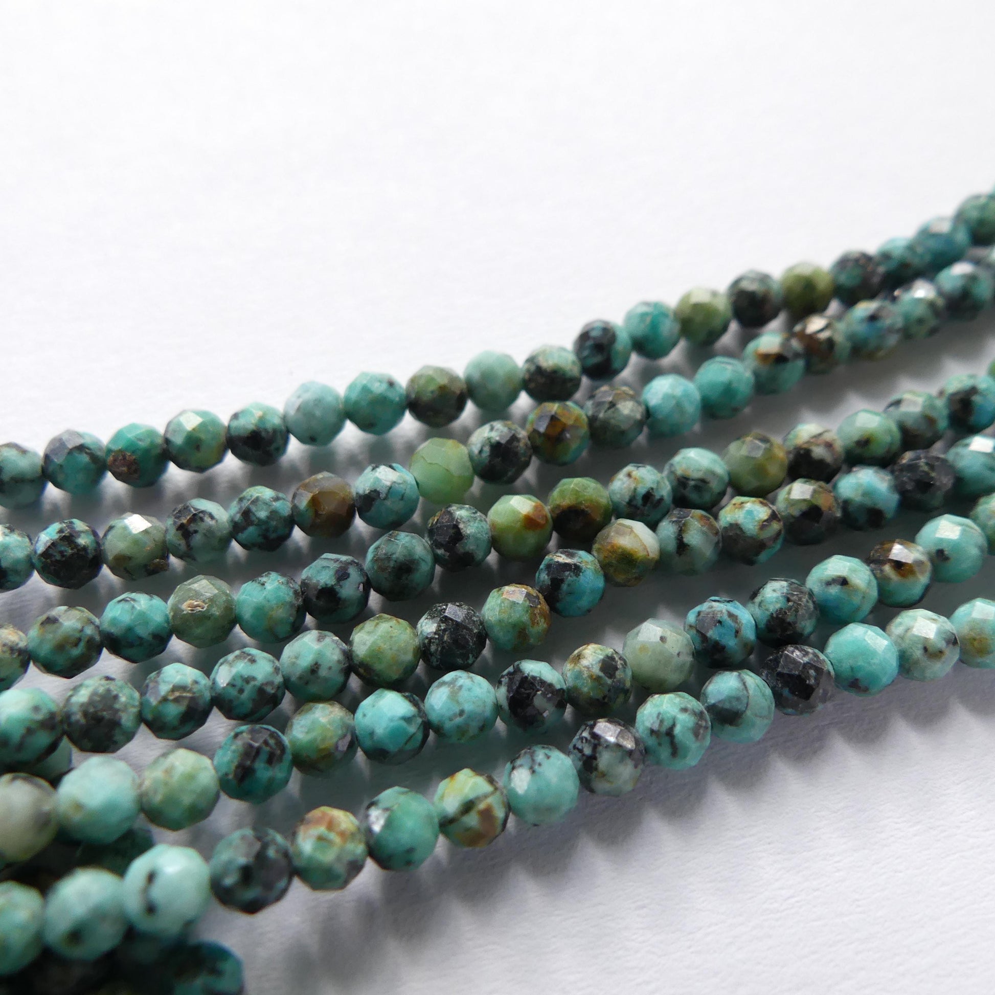 3mm African Turquoise Faceted Beads 15" Turquoise Genuine Gemstone Beads for Jewelry Making Beading Craft Gift Beads December Birthstone
