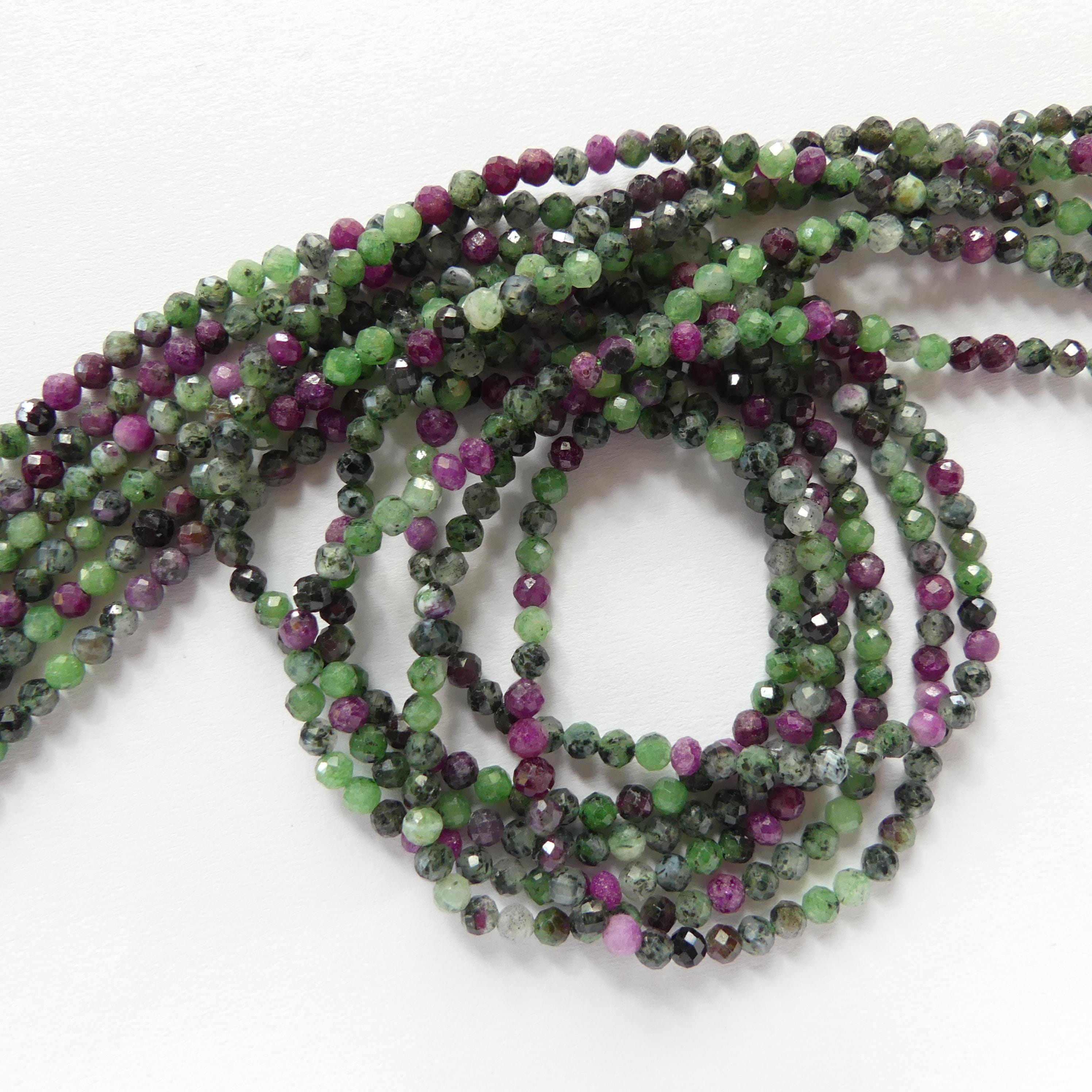 3mm Natural Ruby Zoisite Micro Faceted Beads Genuine Small Green Beads 15" Gemstone Beads for Jewelry Making Beading Gift for Crafter