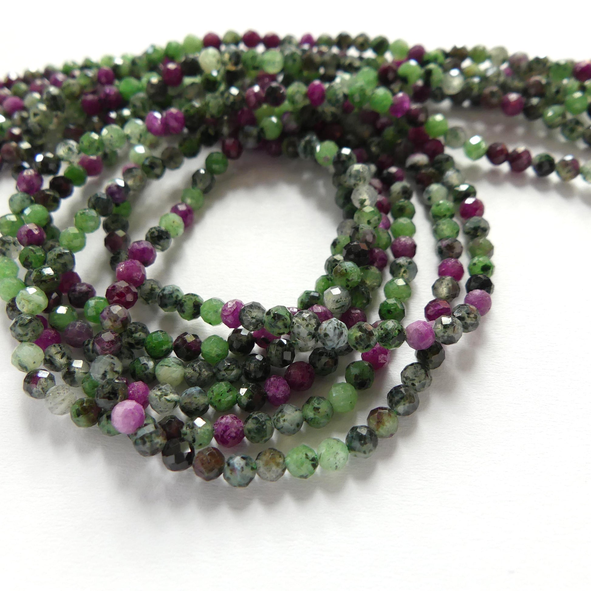 3mm Natural Ruby Zoisite Micro Faceted Beads Genuine Small Green Beads 15" Gemstone Beads for Jewelry Making Beading Gift for Crafter