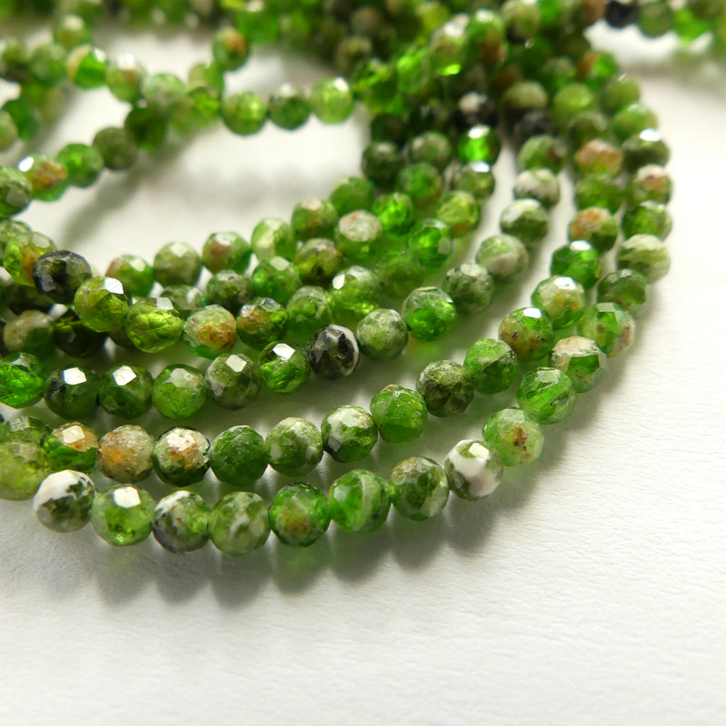 3mm Quartz With Chrome Diopside Beads Genuine Small Emerald Green Beads 15" Gemstone Beads for Jewelry Making