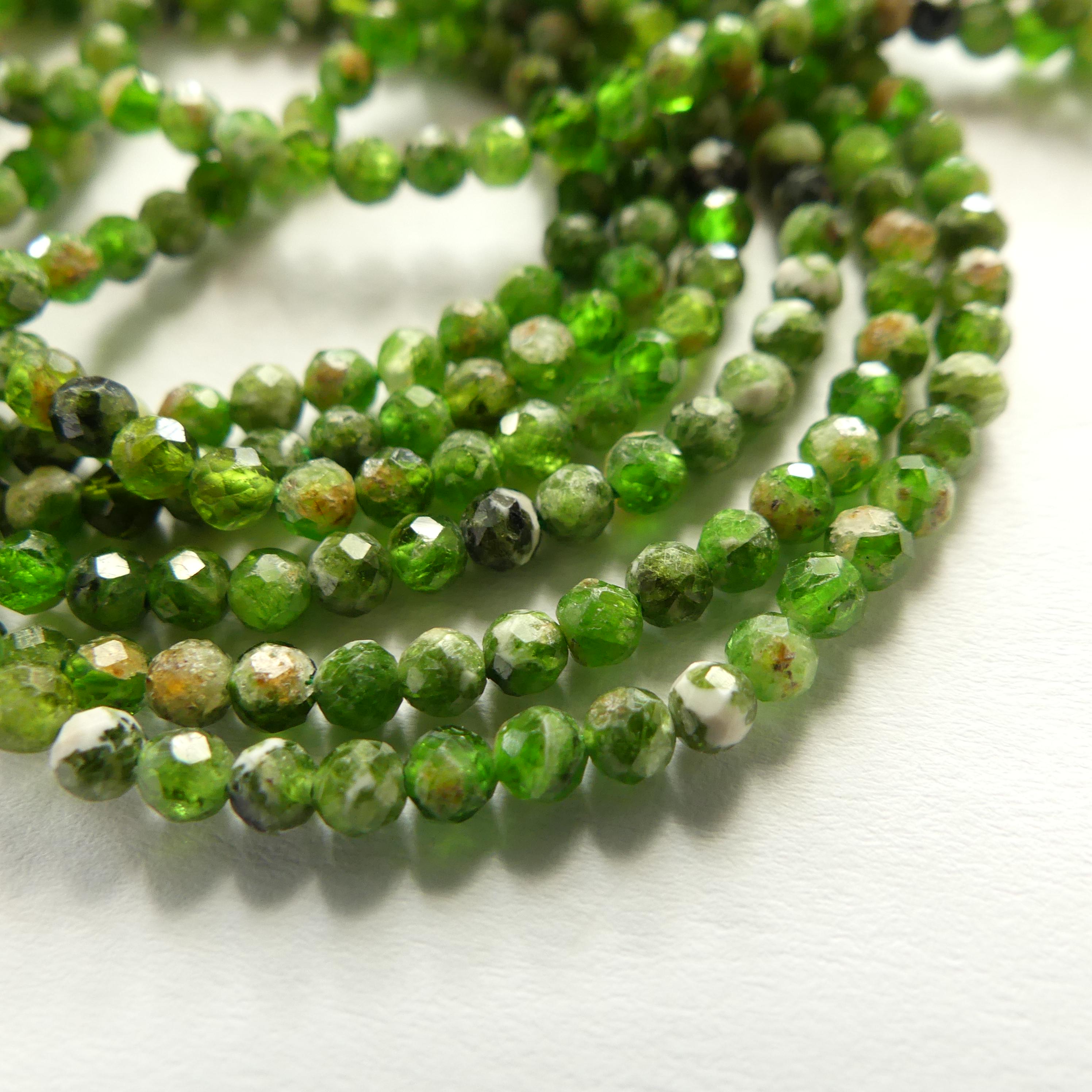 3mm Quartz With Chrome Diopside Beads Genuine Small Emerald Green Beads 15" Gemstone Beads for Jewelry Making