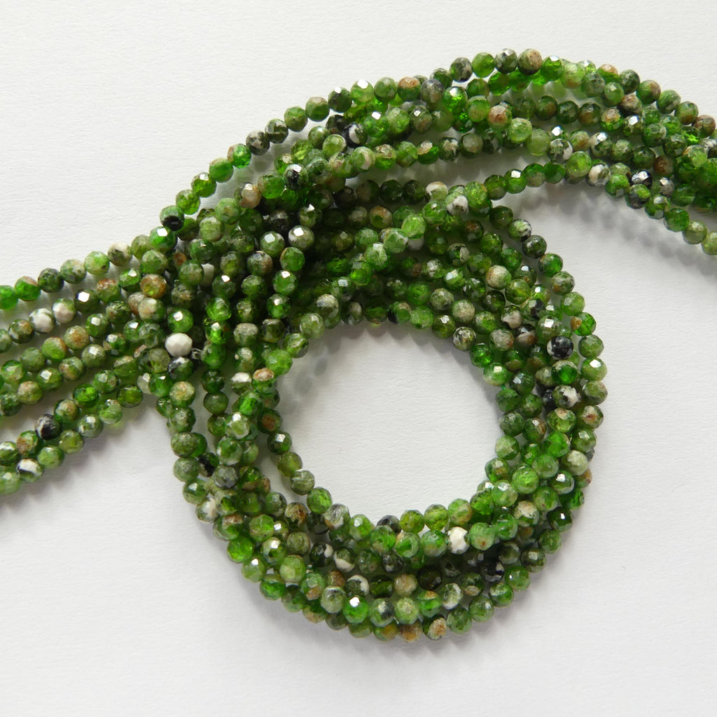 3mm Quartz With Chrome Diopside Beads Genuine Small Emerald Green Beads 15" Gemstone Beads for Jewelry Making