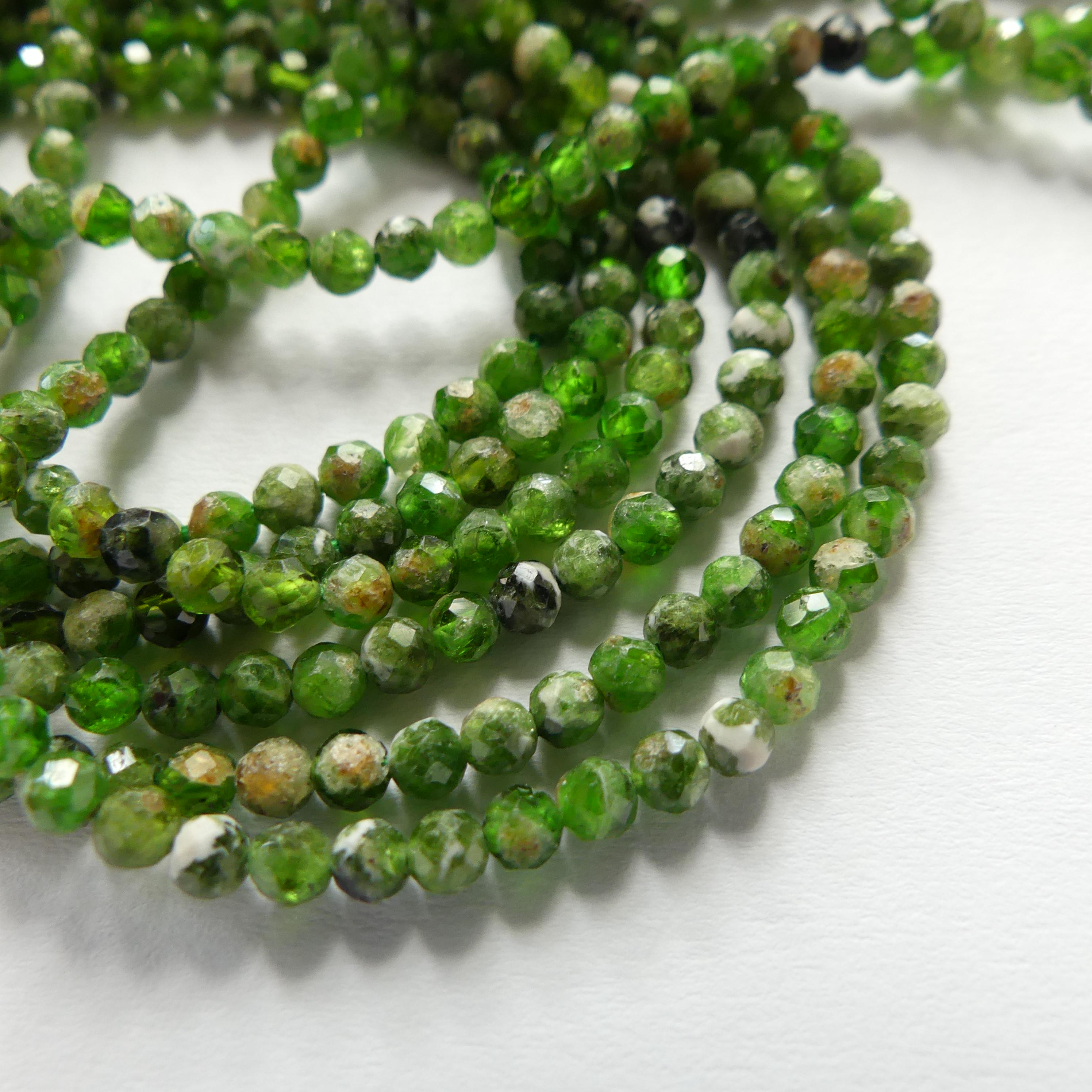 3mm Quartz With Chrome Diopside Beads Genuine Small Emerald Green Beads 15" Gemstone Beads for Jewelry Making