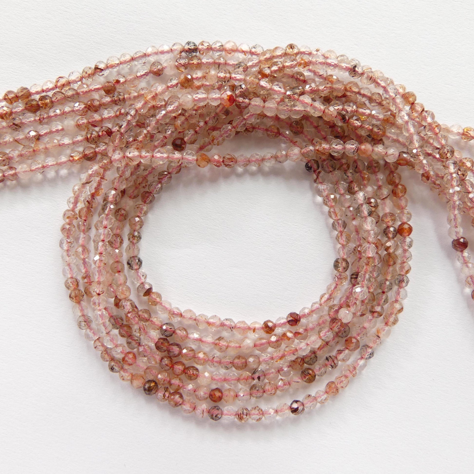 2mm AAA Brown Rutilated Quartz Faceted Beads Genuine Rutile Quartz Beads 15" Sparkly Gemstone Beads for Jewelry Making