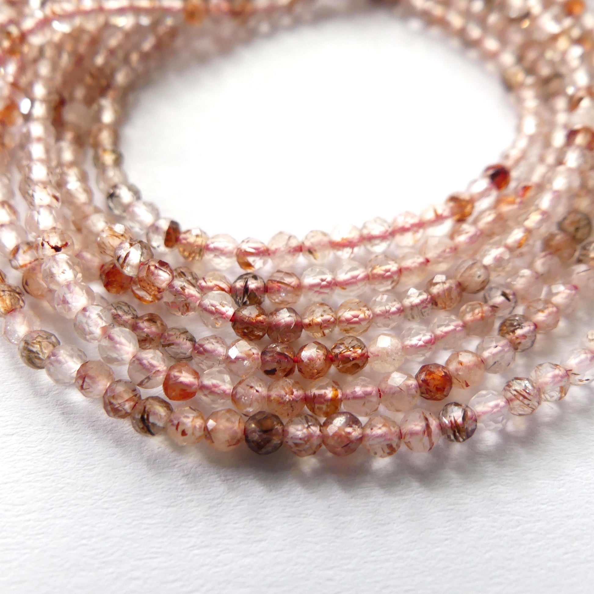 2mm AAA Brown Rutilated Quartz Faceted Beads Genuine Rutile Quartz Beads 15" Sparkly Gemstone Beads for Jewelry Making