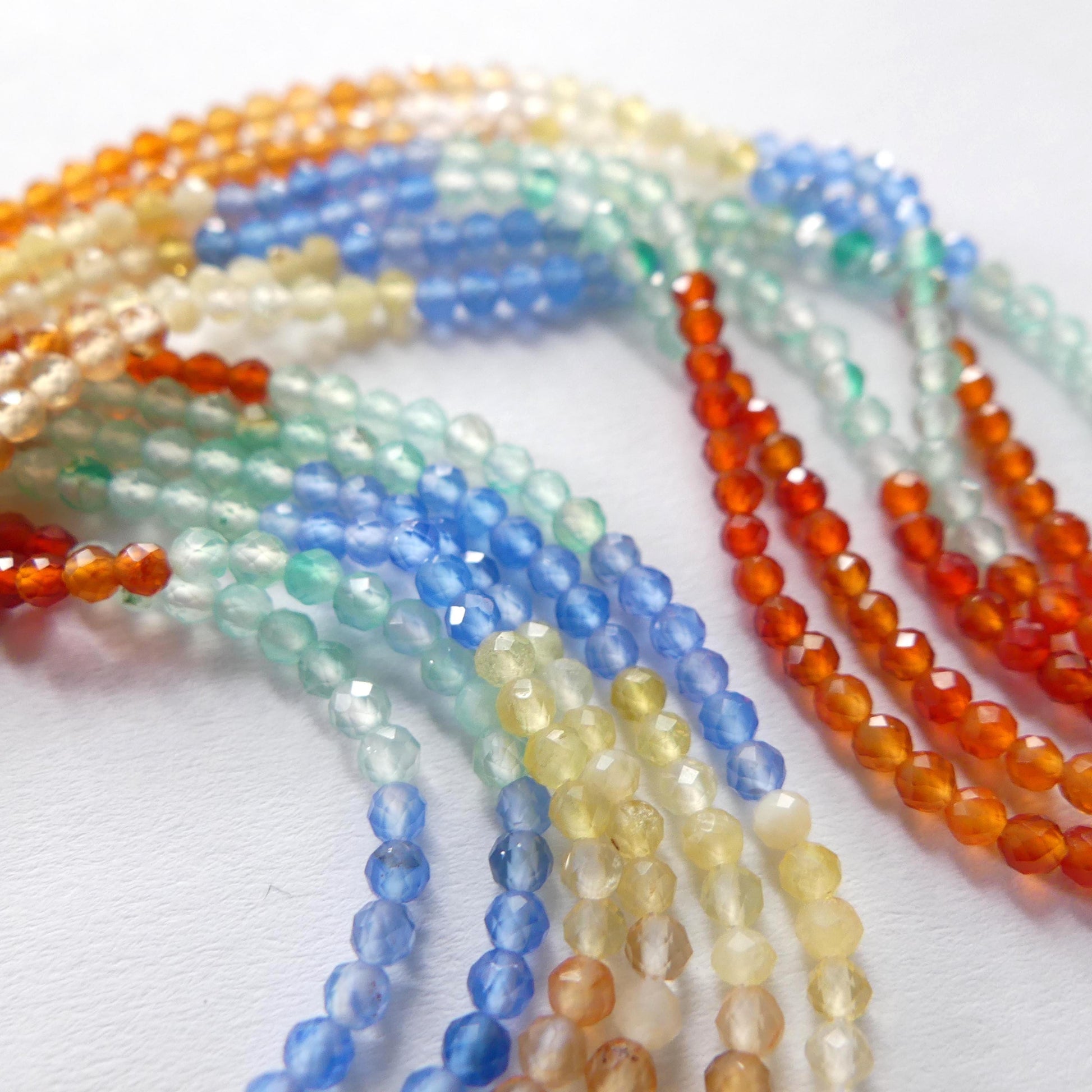 2mm Colorful Agate Micro Faceted Beads Genuine Agate Multi Color Beads 15" Sparkly Gemstone Beads for Jewelry Making
