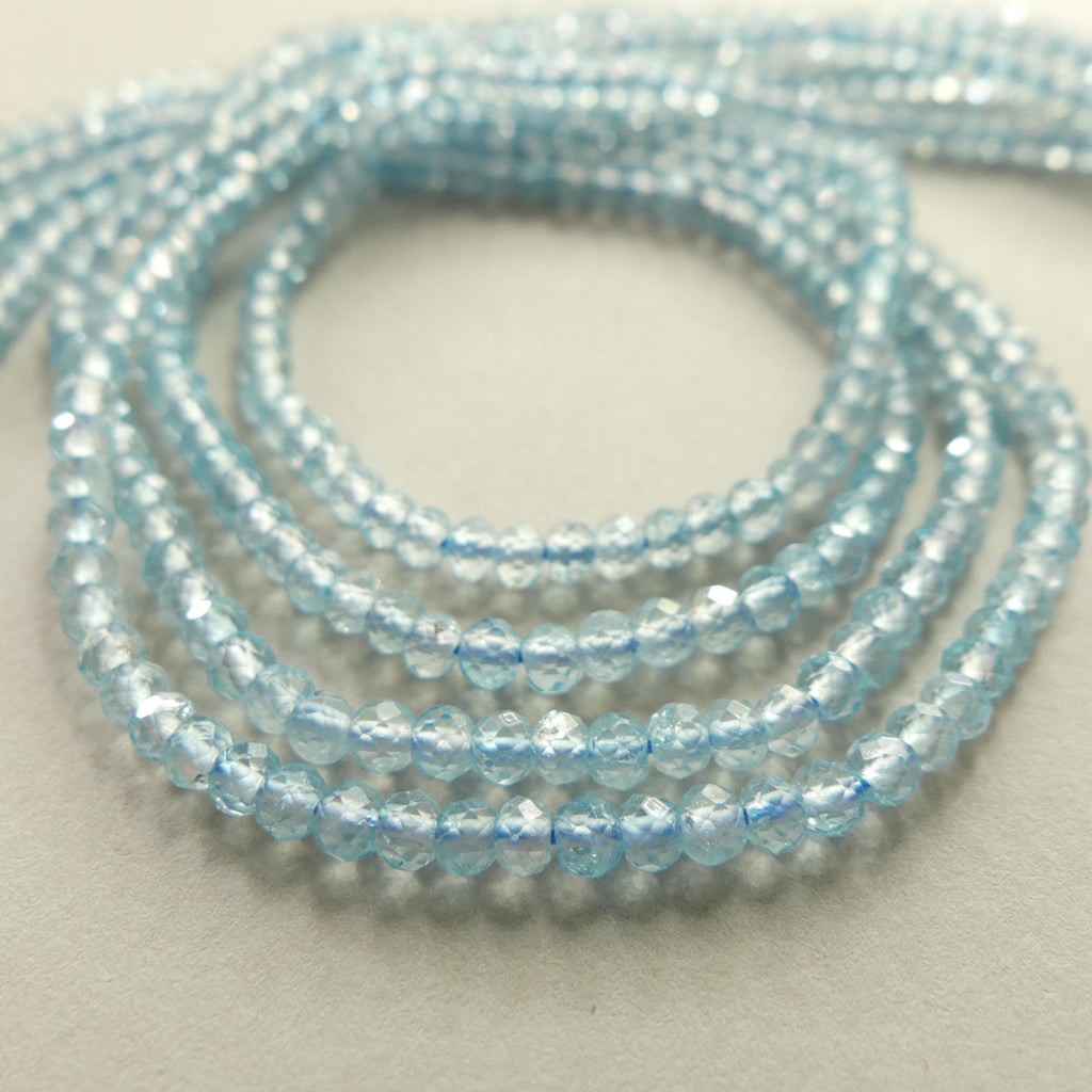 3mm Blue Topaz Faceted Beads Rondele 15" Natural Topaz Sparkly Gemstone Beads Beading Crafter Gift April Birthstone DIY Jewelry