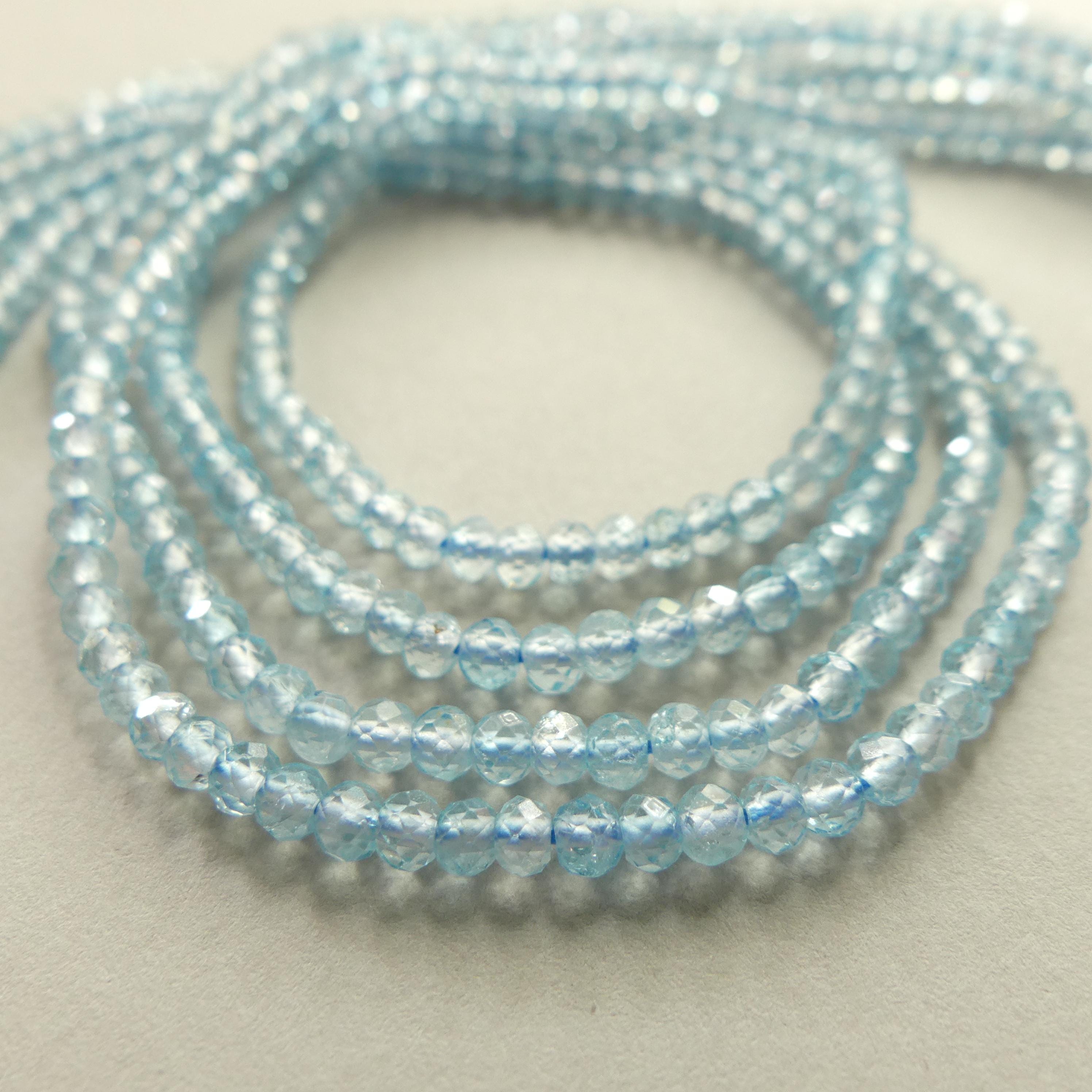 3mm Blue Topaz Faceted Beads Rondele 15" Natural Topaz Sparkly Gemstone Beads Beading Crafter Gift April Birthstone DIY Jewelry