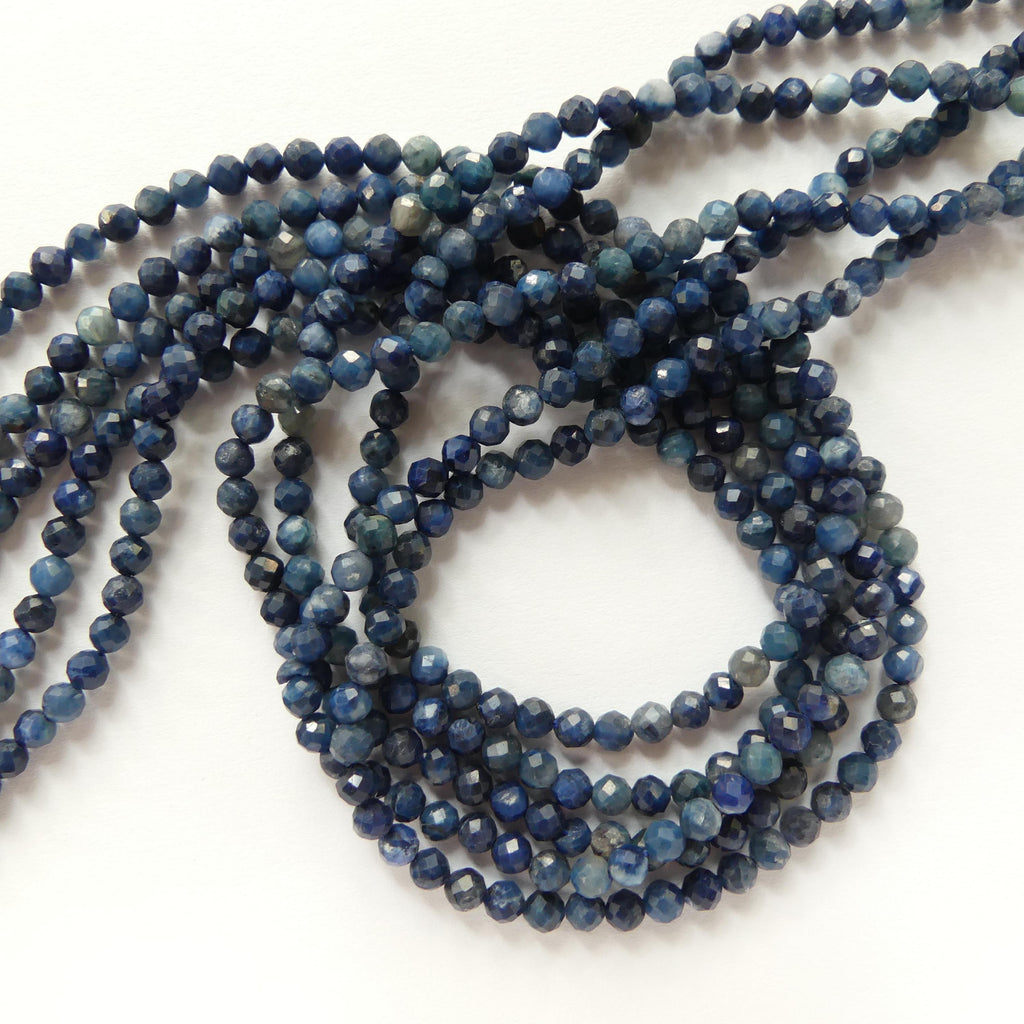 3.5mm Rare Sierber Agate Faceted Beads 15" Blue Genuine Agate Gemstone Beads for Jewelry Making Beading Craft Gift Small Beads Tiny