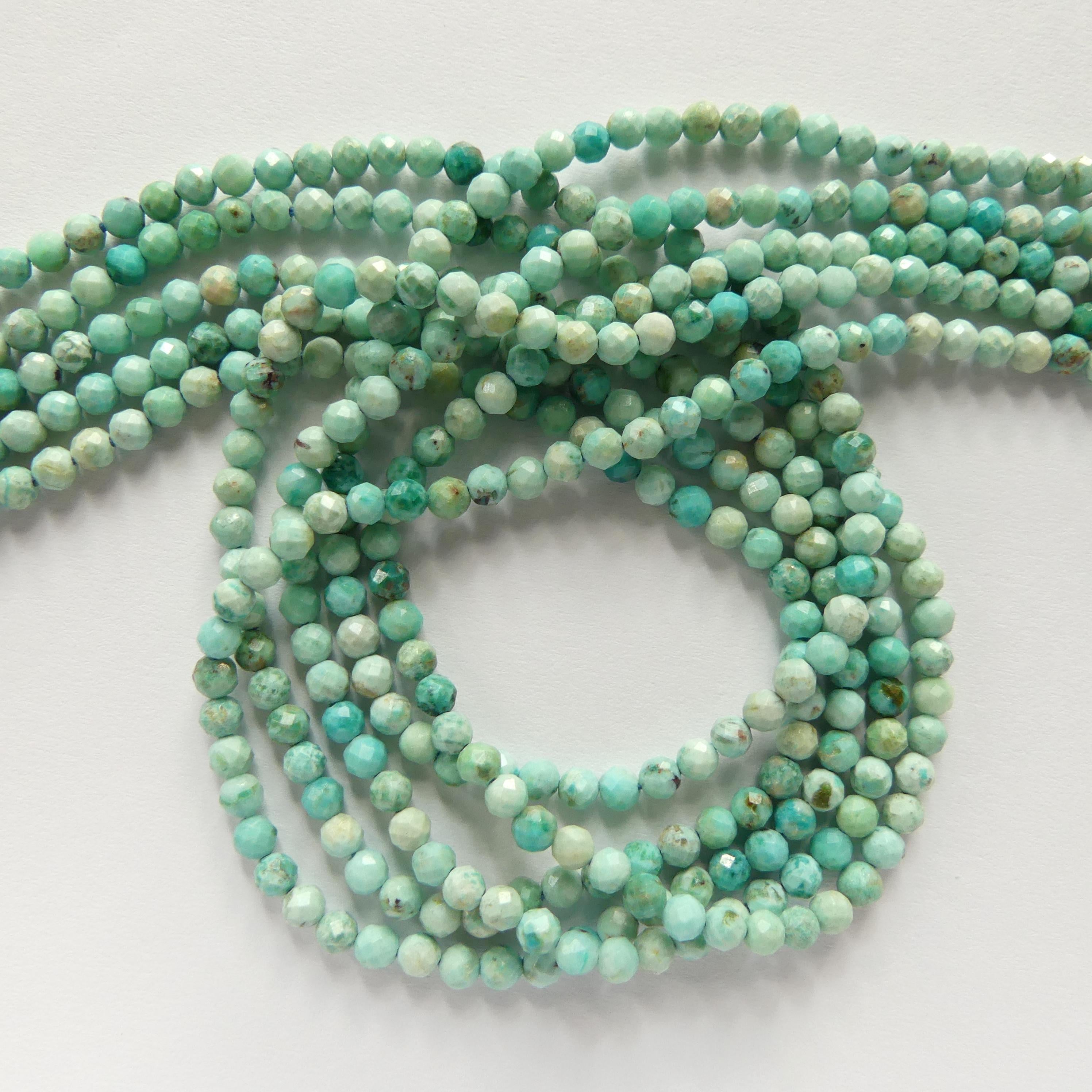 3mm AAA Peruvian Turquoise Faceted Beads 15" Peru Turquoise Genuine Gemstone Beads Jewelry Making Beading Craft Gift December Birthstone