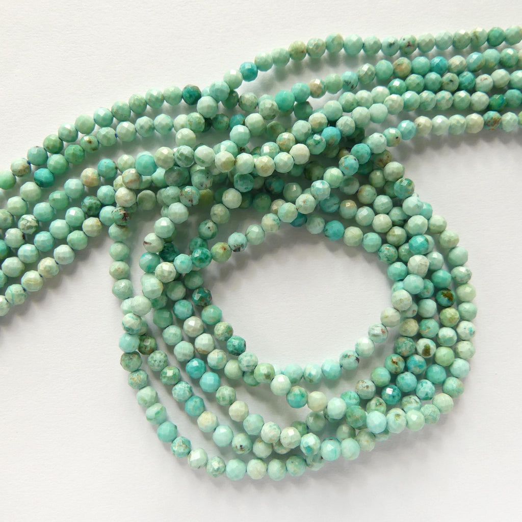 3mm AAA Peruvian Turquoise Faceted Beads 15" Peru Turquoise Genuine Gemstone Beads Jewelry Making Beading Craft Gift December Birthstone