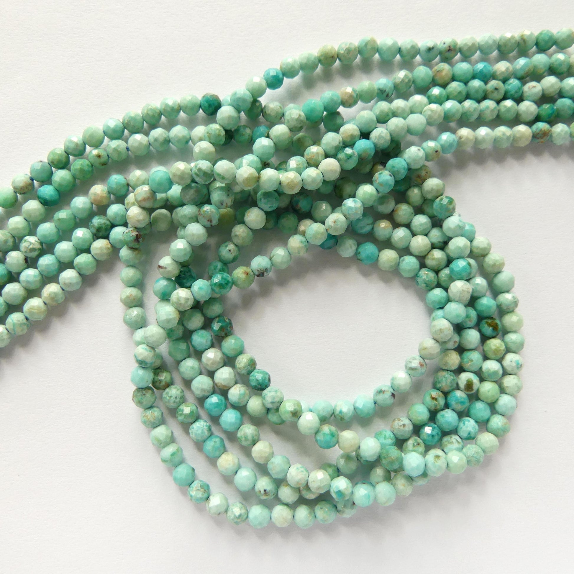 3mm AAA Peruvian Turquoise Faceted Beads 15" Peru Turquoise Genuine Gemstone Beads Jewelry Making Beading Craft Gift December Birthstone