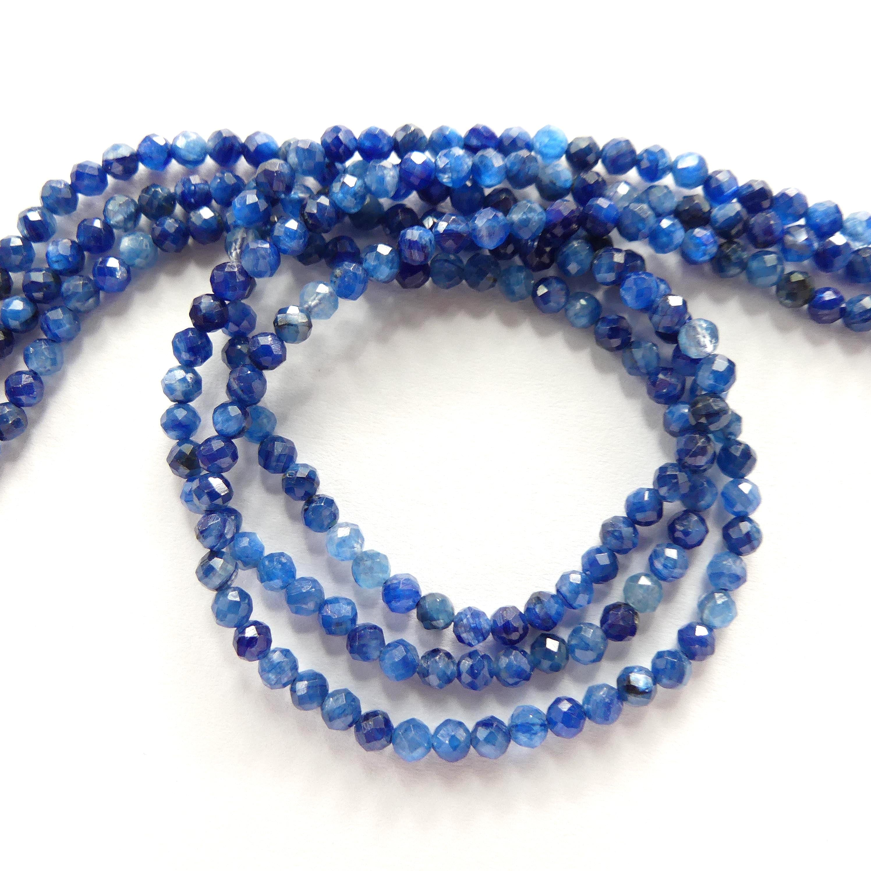 3mm Blue Kyanite Beads Micro Faceted Beads 15" AAA Kyanite Gemstone Beads Beading Crafter Gift