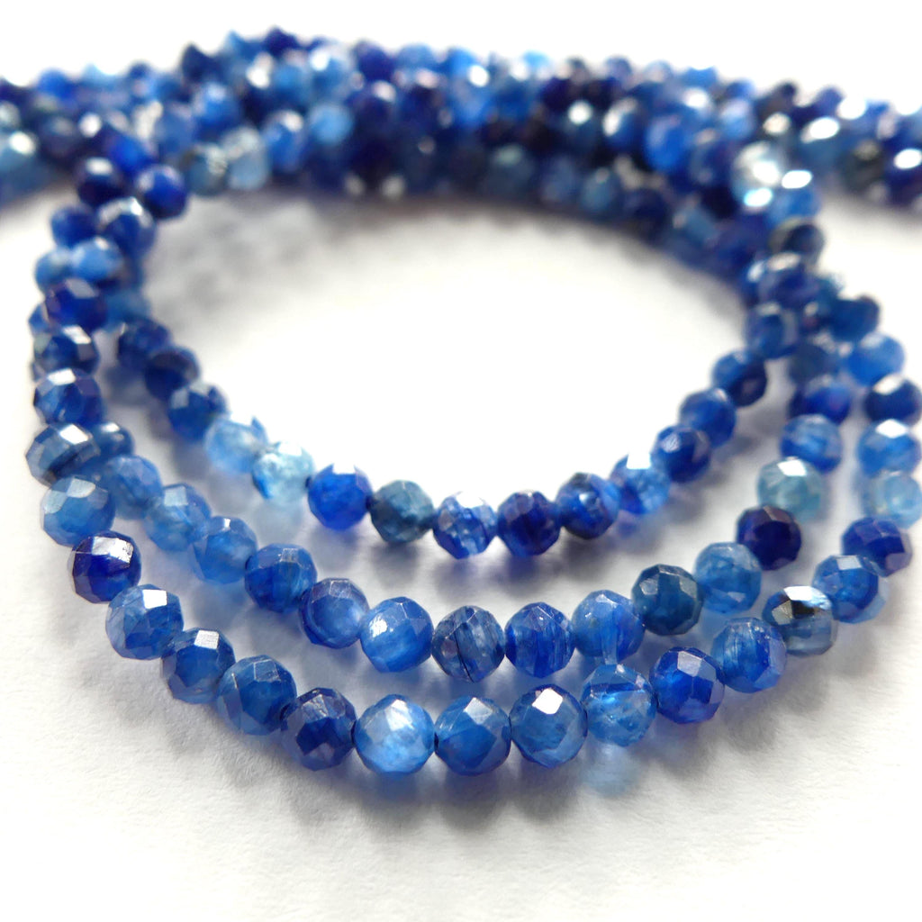 3mm Blue Kyanite Beads Micro Faceted Beads 15" AAA Kyanite Gemstone Beads Beading Crafter Gift