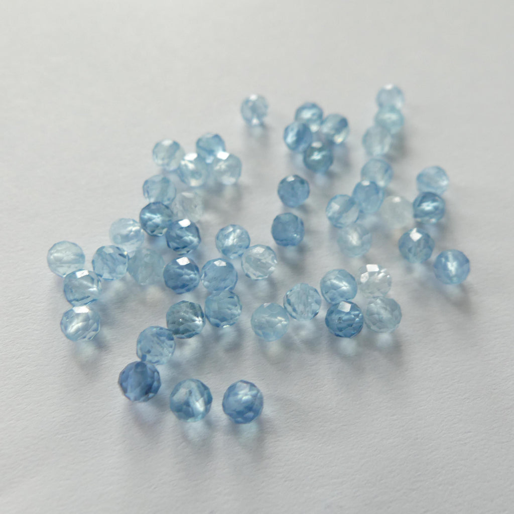 3mm AAA Santa Maria Aquamarine Beads Faceted 15" Natural Genuine Gemstone Beads for Jewelry Making Beading Craft Gift Beads March Birthstone