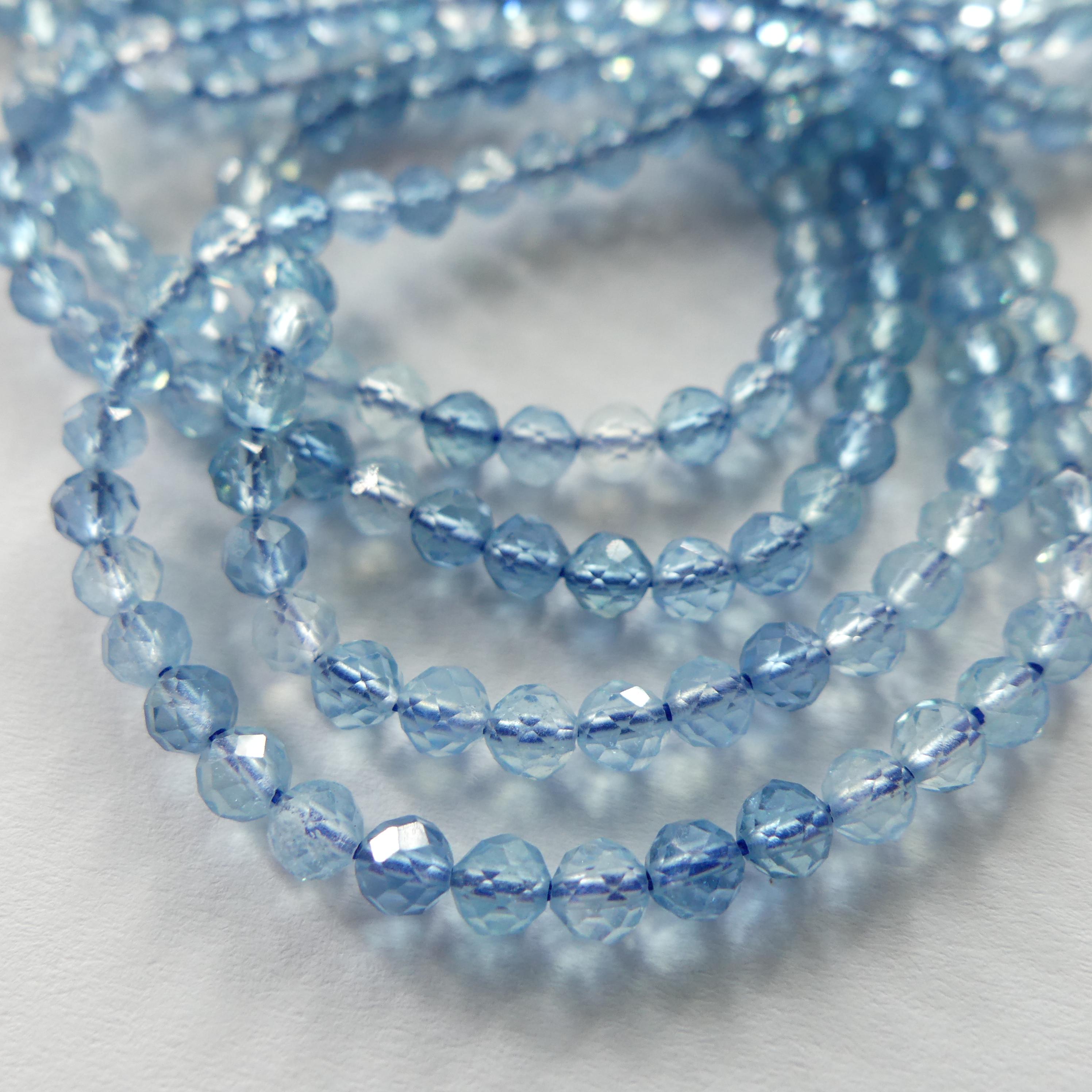 3mm AAA Santa Maria Aquamarine Beads Faceted 15" Natural Genuine Gemstone Beads for Jewelry Making Beading Craft Gift Beads March Birthstone
