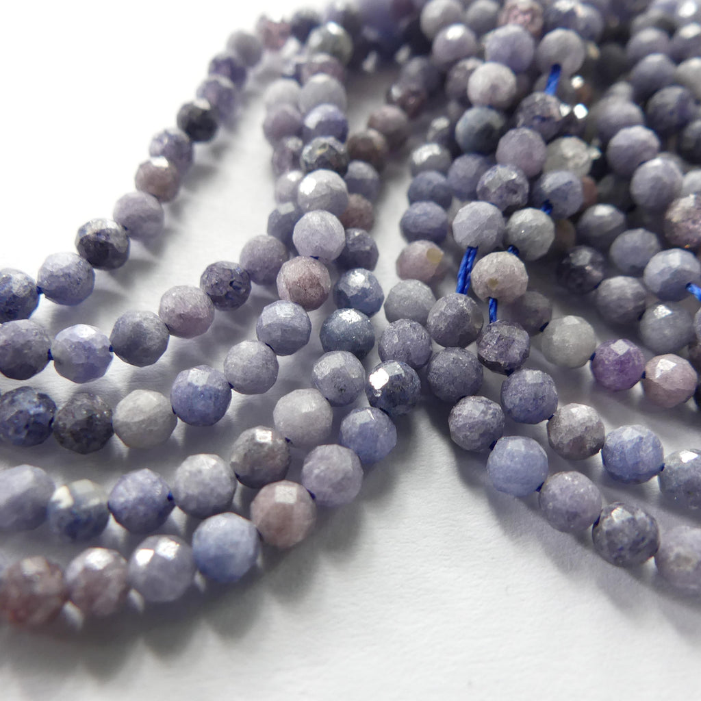 3mm Lavender Blue Sapphire Beads Faceted 15" Genuine Gemstone Beads Jewelry Making Beading Craft Gift September Birthstone