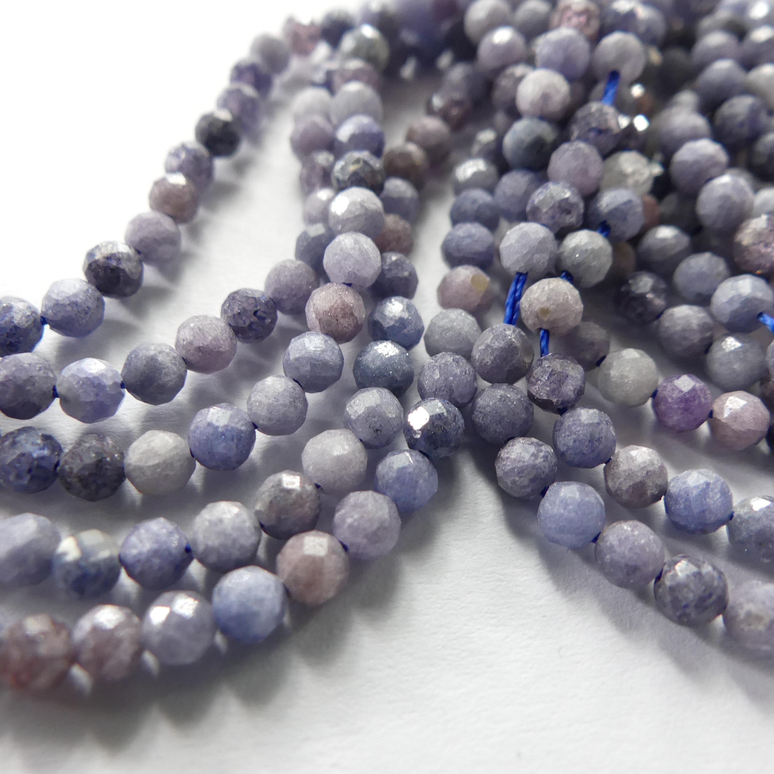 3mm Lavender Blue Sapphire Beads Faceted 15" Genuine Gemstone Beads Jewelry Making Beading Craft Gift September Birthstone