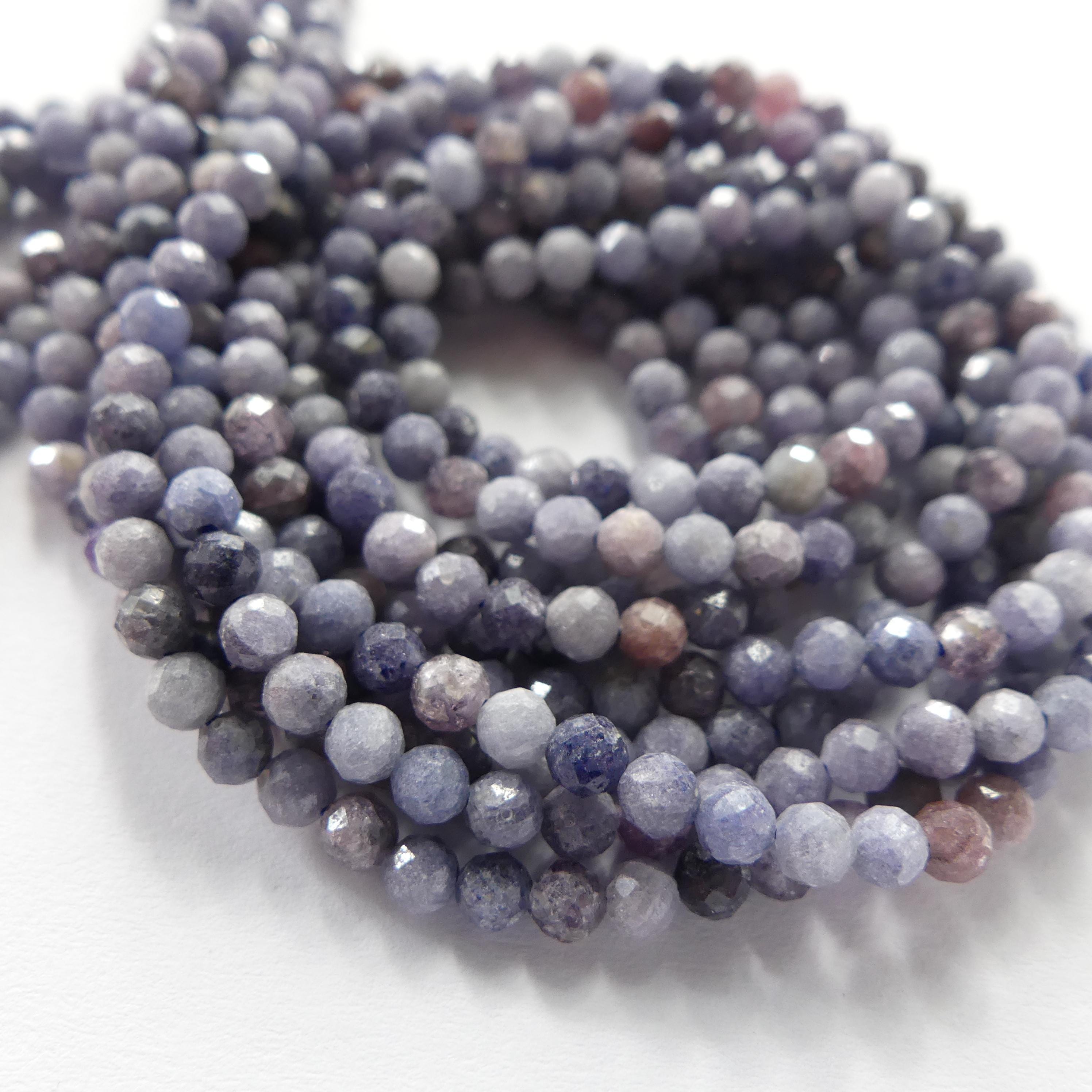 3mm Lavender Blue Sapphire Beads Faceted 15" Genuine Gemstone Beads Jewelry Making Beading Craft Gift September Birthstone