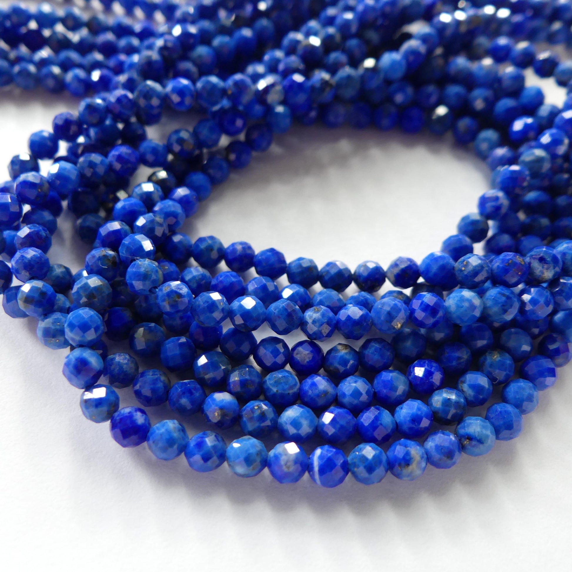 3mm Lapis Lazuli Faceted Beads 15" Selected Light Blue Lapis Gemstone Beads for Jewelry Making Beading Craft Gift Beads September Birthstone