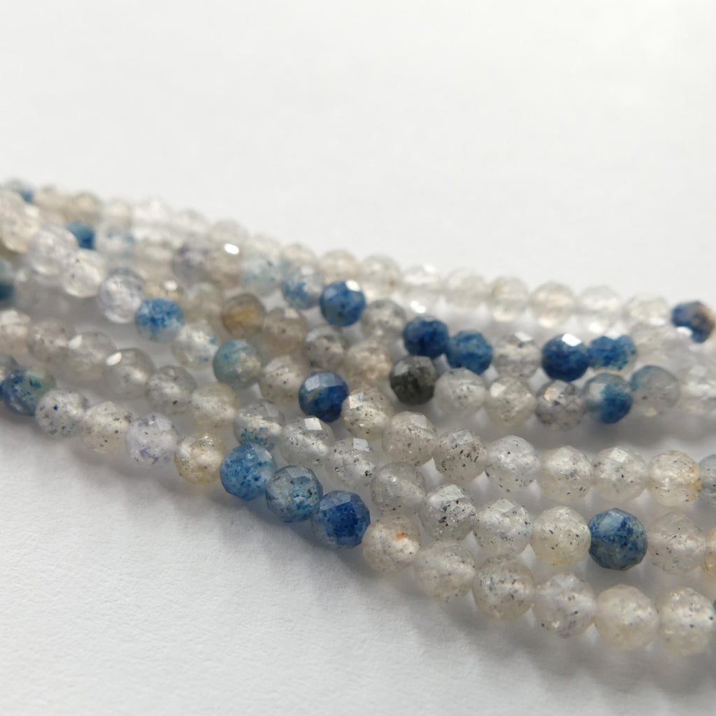 3mm Dumortierite Quartz Micro Faceted Beads Genuine Beads 15" Dumortierite in Clear Quartz Gemstone Beads Beading Crafter Gift