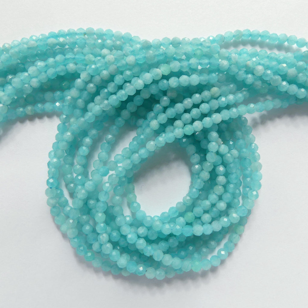3mm Peruvian Amazonite Faceted Beads 15" Bright Blue amazonite Genuine Gemstone Beads for Jewelry Making Beading Craft Gift Beads