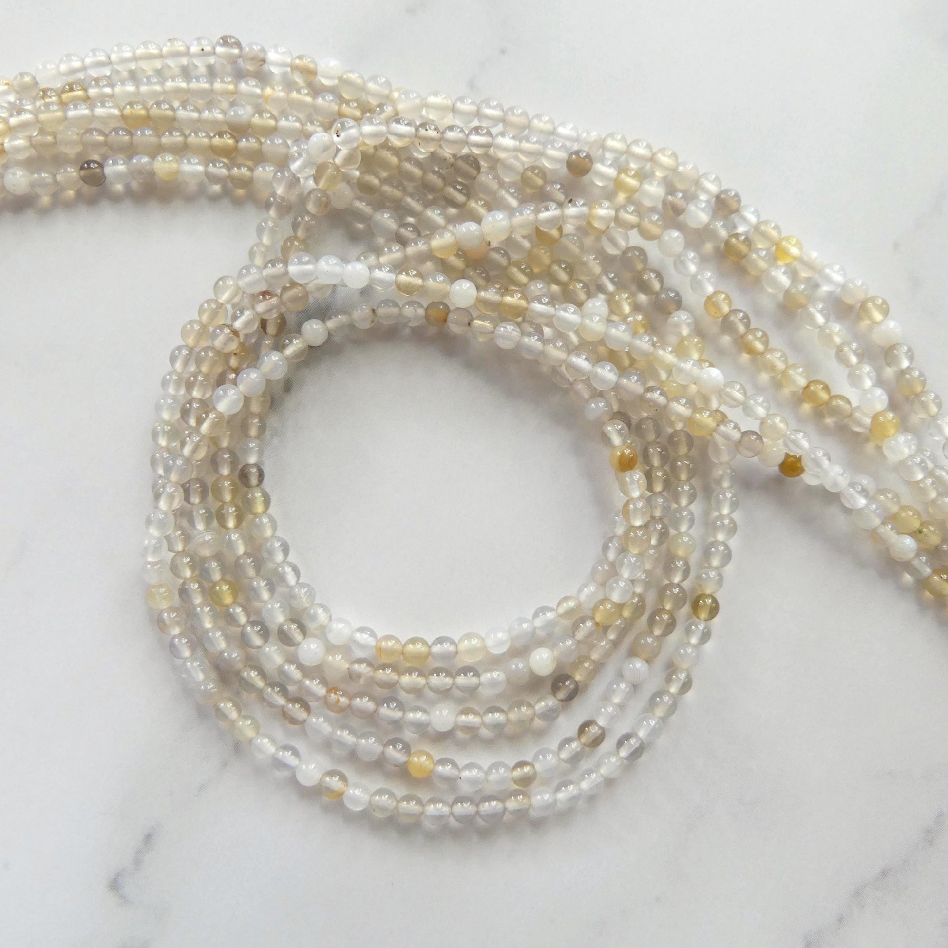 2mm Natural Gray Agate Beads Smooth 15" Gray Rare Agate Beads Genuine Gemstone Beads Jewelry Making Beading Craft Gift Small Seed Beads Tiny