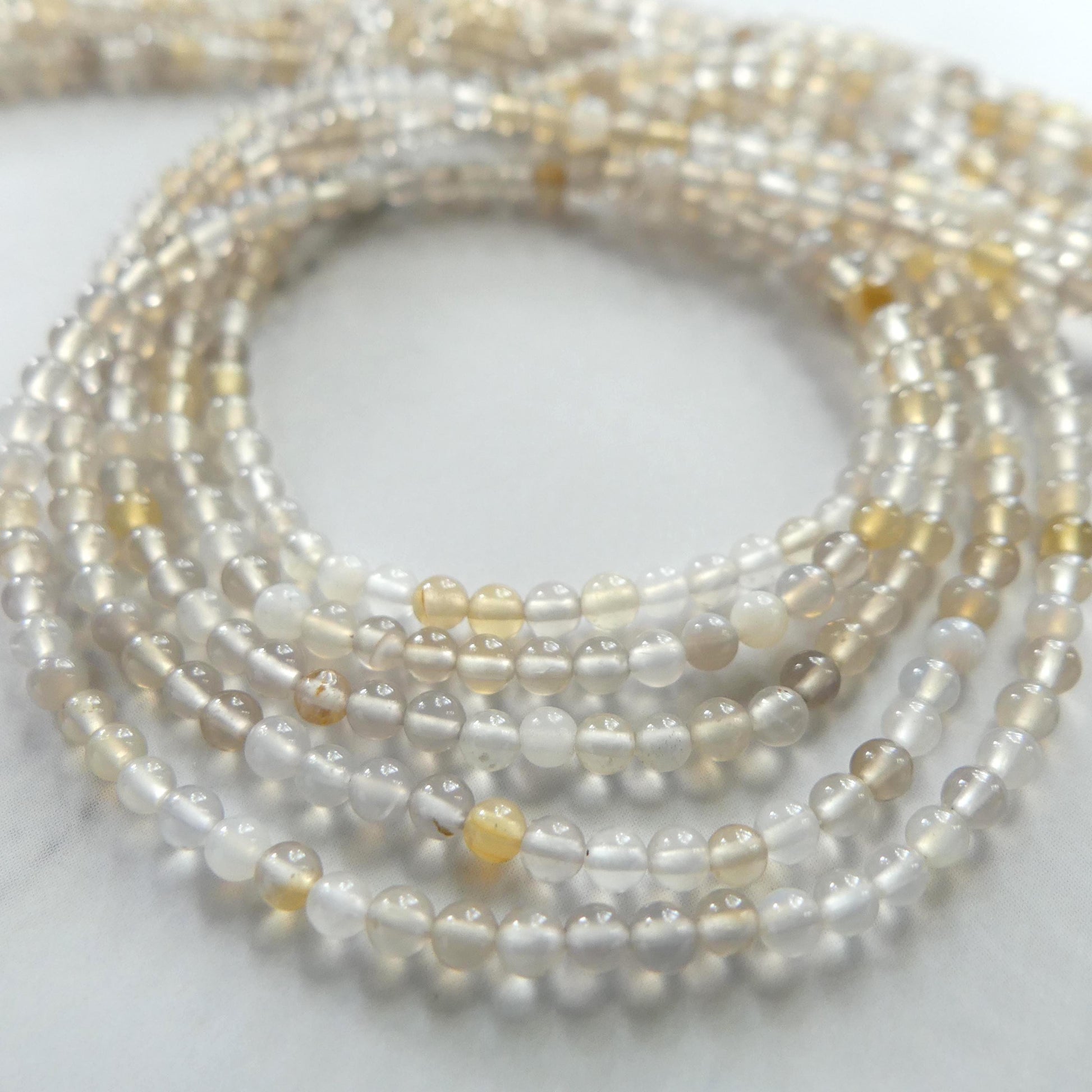 2mm Natural Gray Agate Beads Smooth 15" Gray Rare Agate Beads Genuine Gemstone Beads Jewelry Making Beading Craft Gift Small Seed Beads Tiny