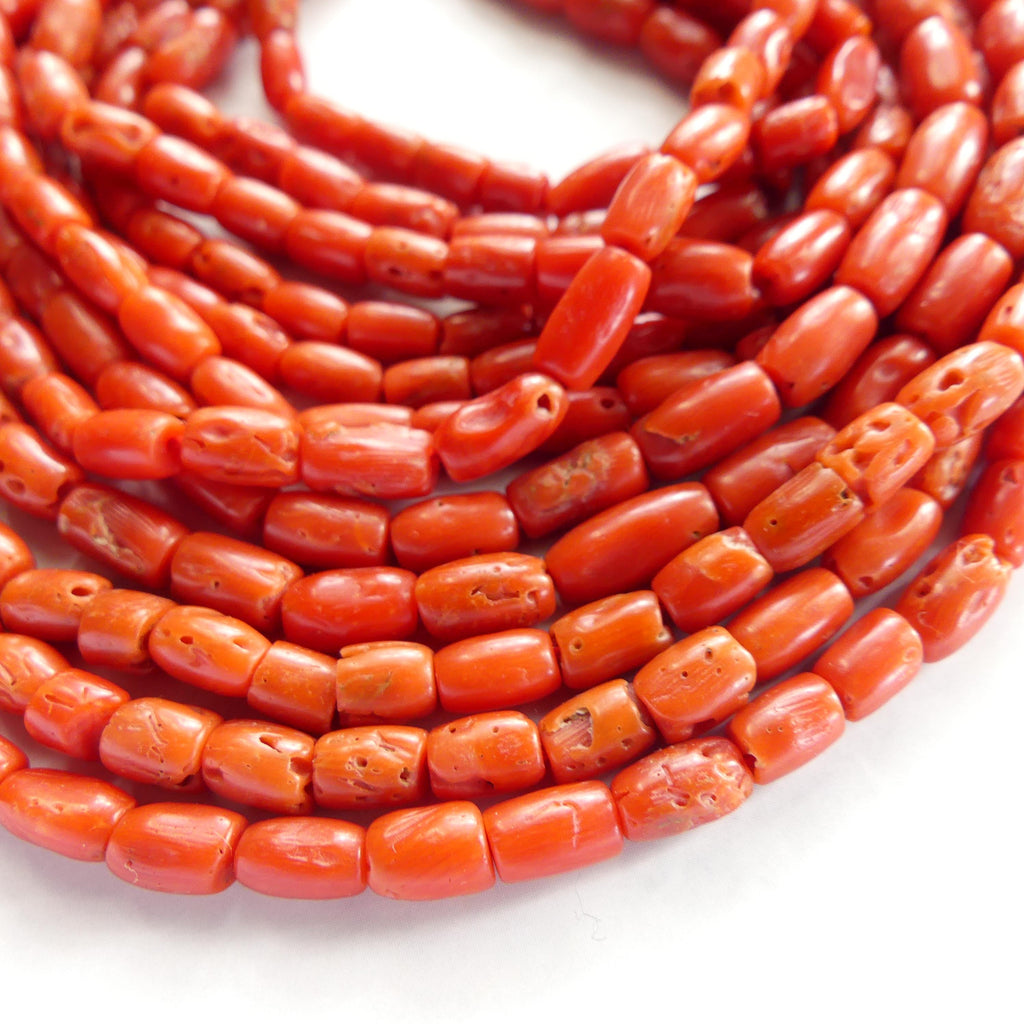 4mm Natural Rough Italian Coral Tube Beads Genuine Raw Red Coral Beads Red Gemstone Beads for Jewelry Making Gift for crafter
