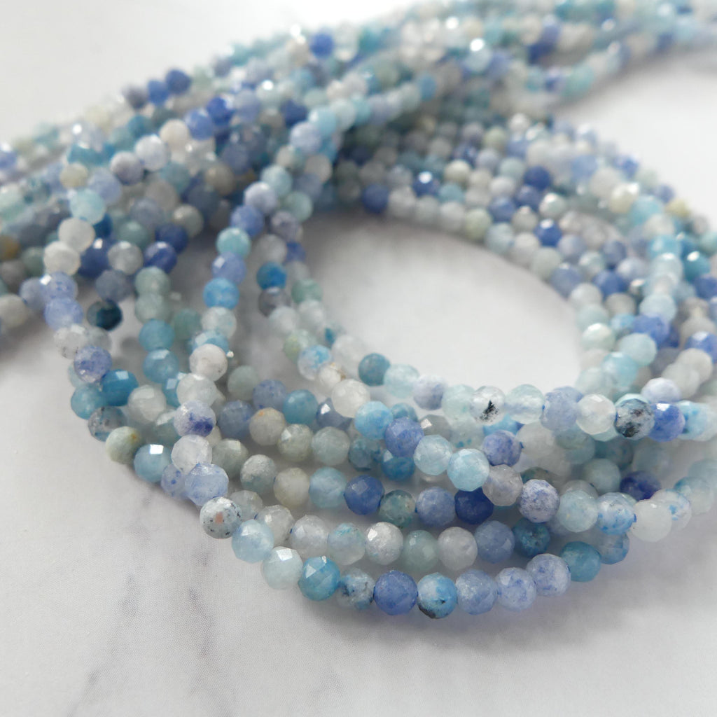 3mm Trolleite Beads Micro Faceted 15" Rare Gemstone Beads Beading Crafter Gift DIY Jewelry making Lazulite Scorzalite Quartz Mix