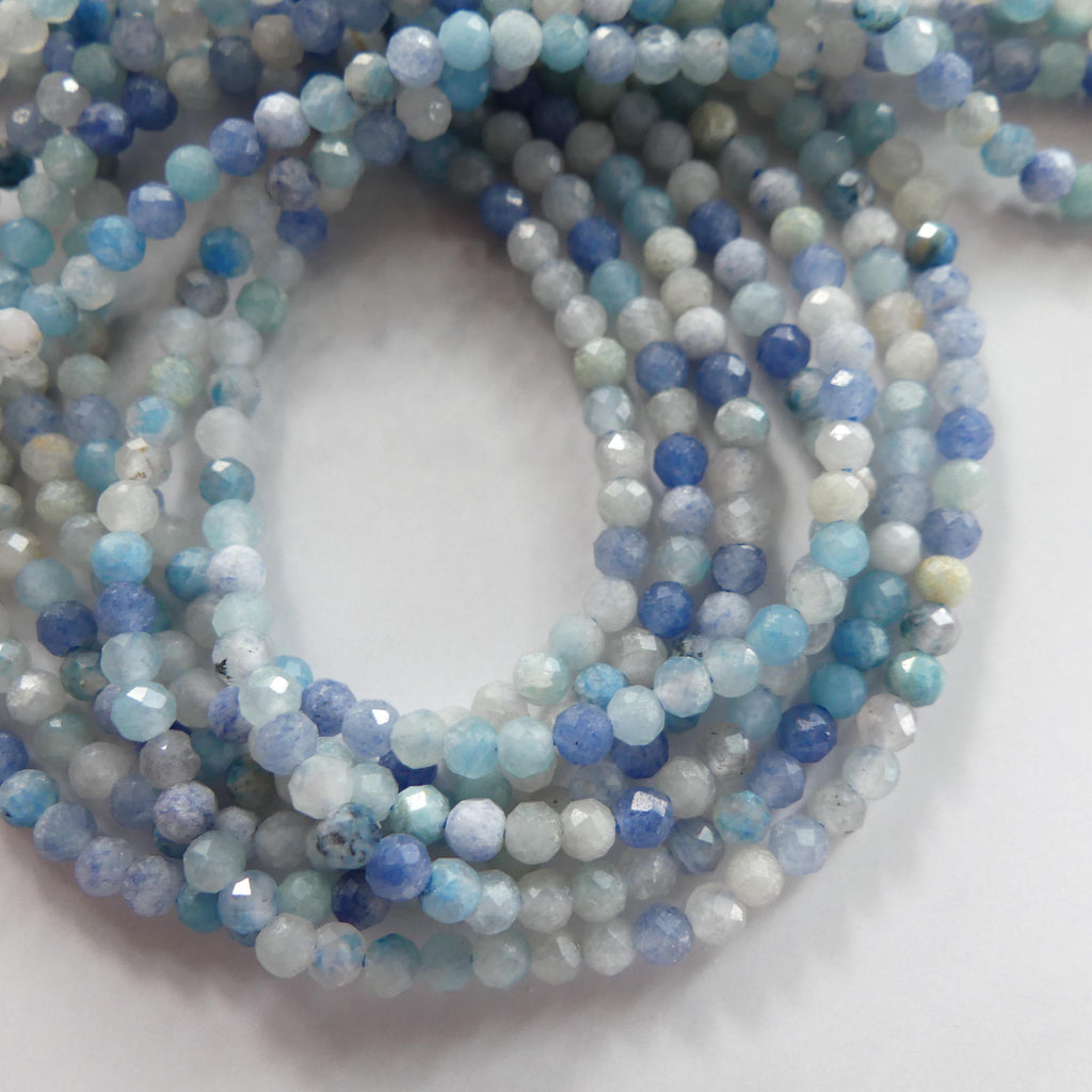 3mm Trolleite Beads Micro Faceted 15" Rare Gemstone Beads Beading Crafter Gift DIY Jewelry making Lazulite Scorzalite Quartz Mix