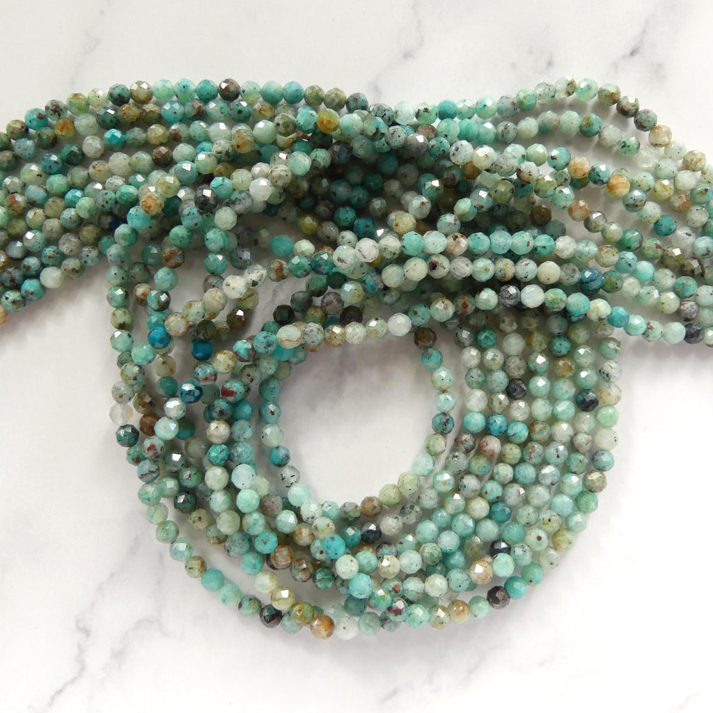 3.5mm Chrysocolla Cuprite Beads Micro Faceted 15" AAA Chrysocolla Gemstone Beads Beading Crafter Gift DIY Jewelry making