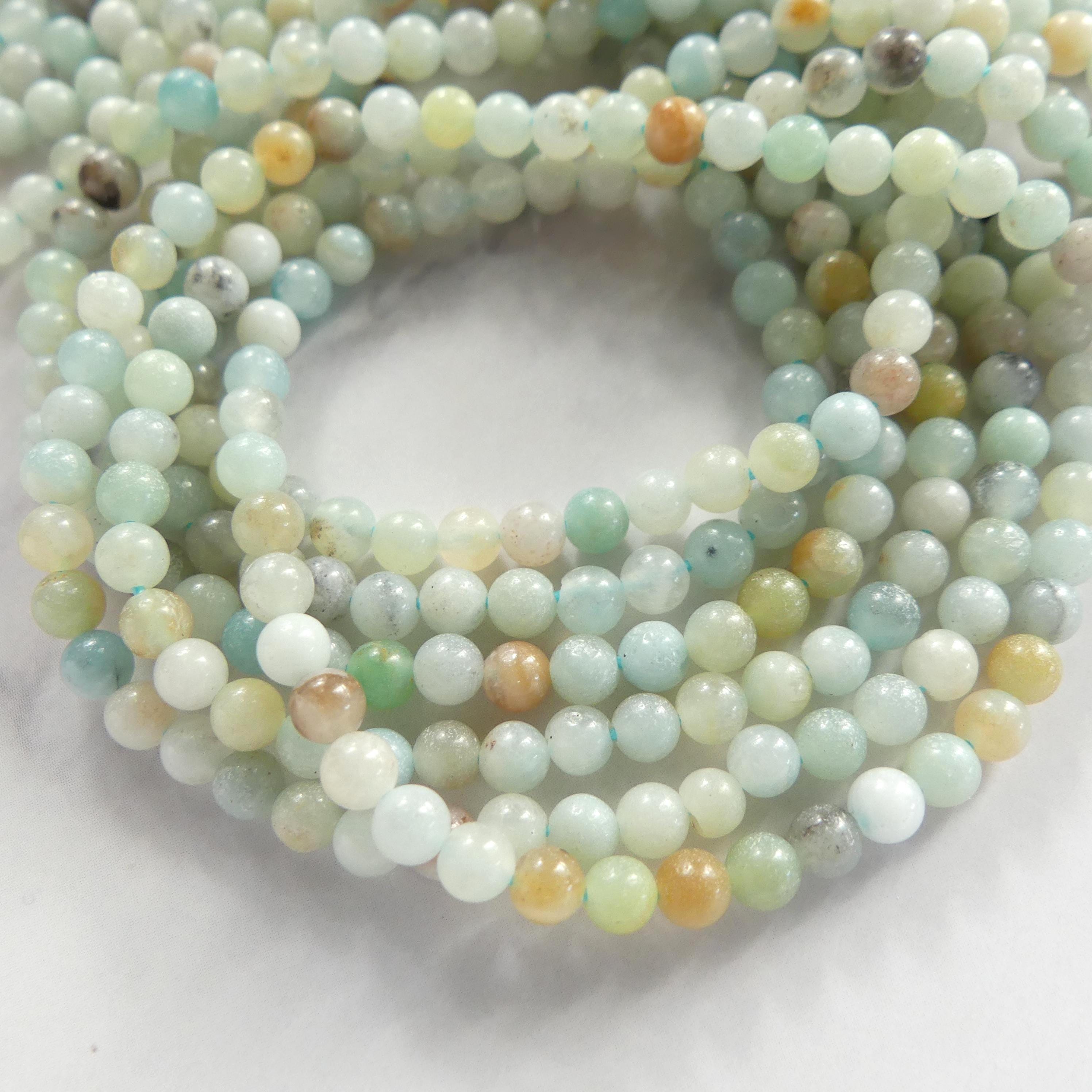 3mm Smooth Amazonite Beads 15" Multi Color amazonite Genuine Gemstone Beads for Jewelry Making Beading Craft Gift Beads