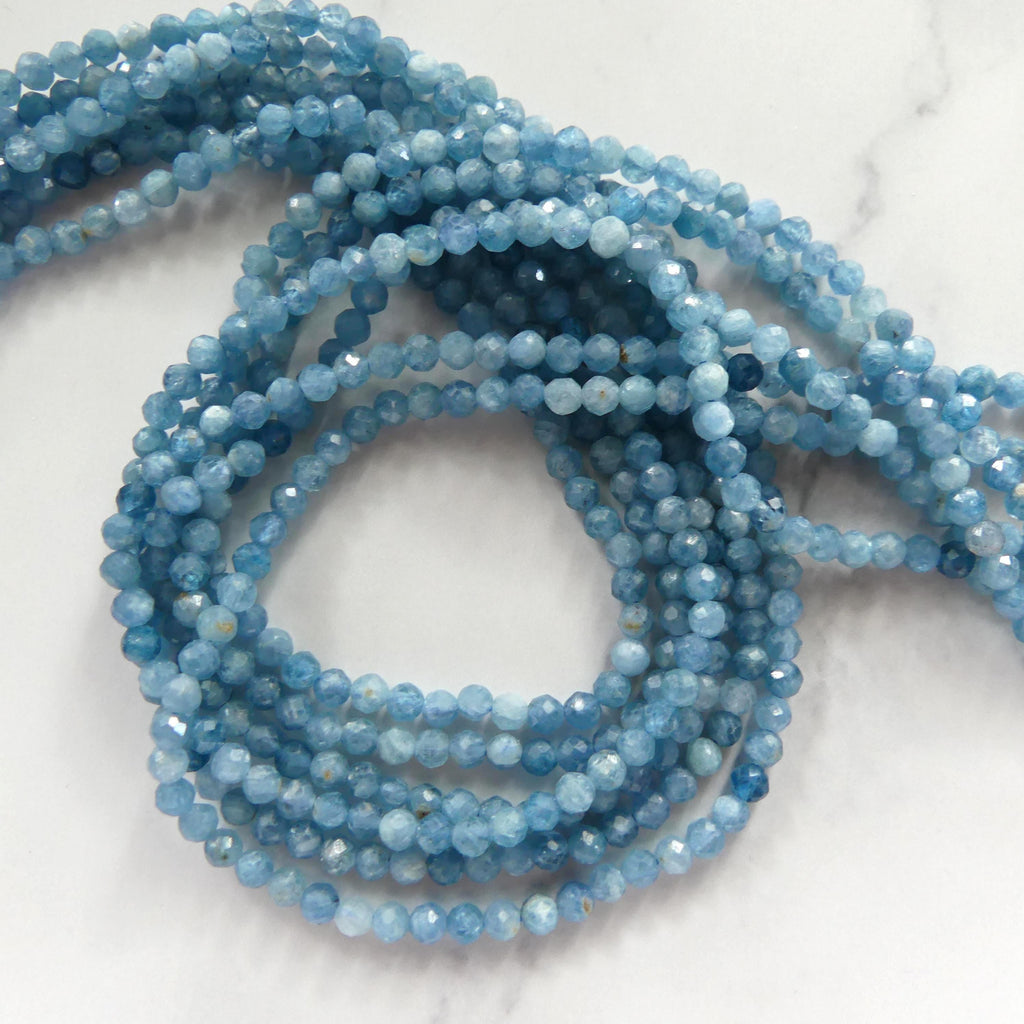 3mm Paraiba Kyanite Beads Micro Faceted Beads 15" Rare Kyanite Gemstone Beads Beading Crafter Gift