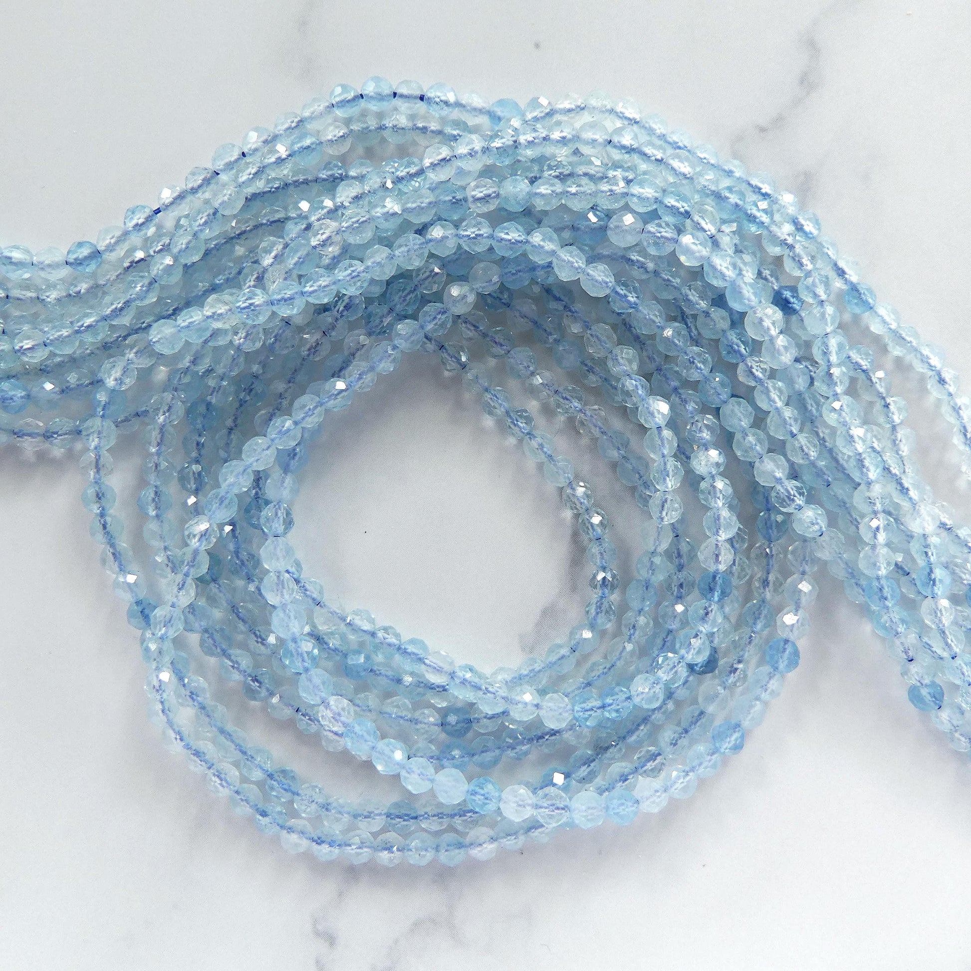 3mm Natural AAA Aquamarine Beads Micro Faceted 15" Raw Genuine Gemstone Beads for Jewelry Making Beading Craft Gift Beads March Birthstone