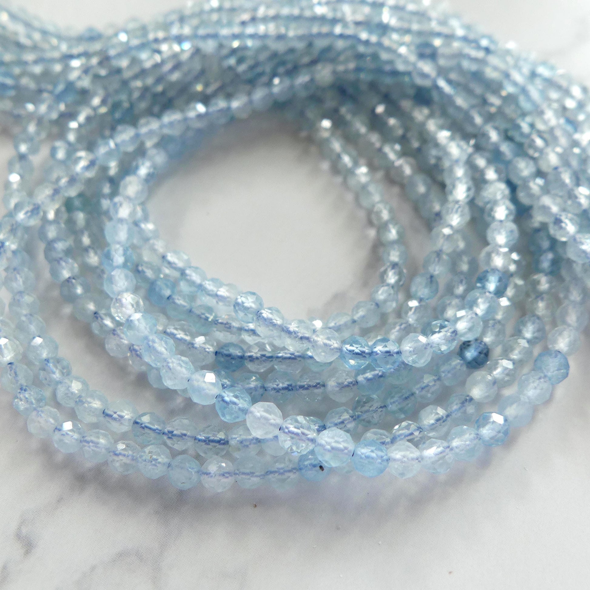 3mm Natural AAA Aquamarine Beads Micro Faceted 15" Raw Genuine Gemstone Beads for Jewelry Making Beading Craft Gift Beads March Birthstone