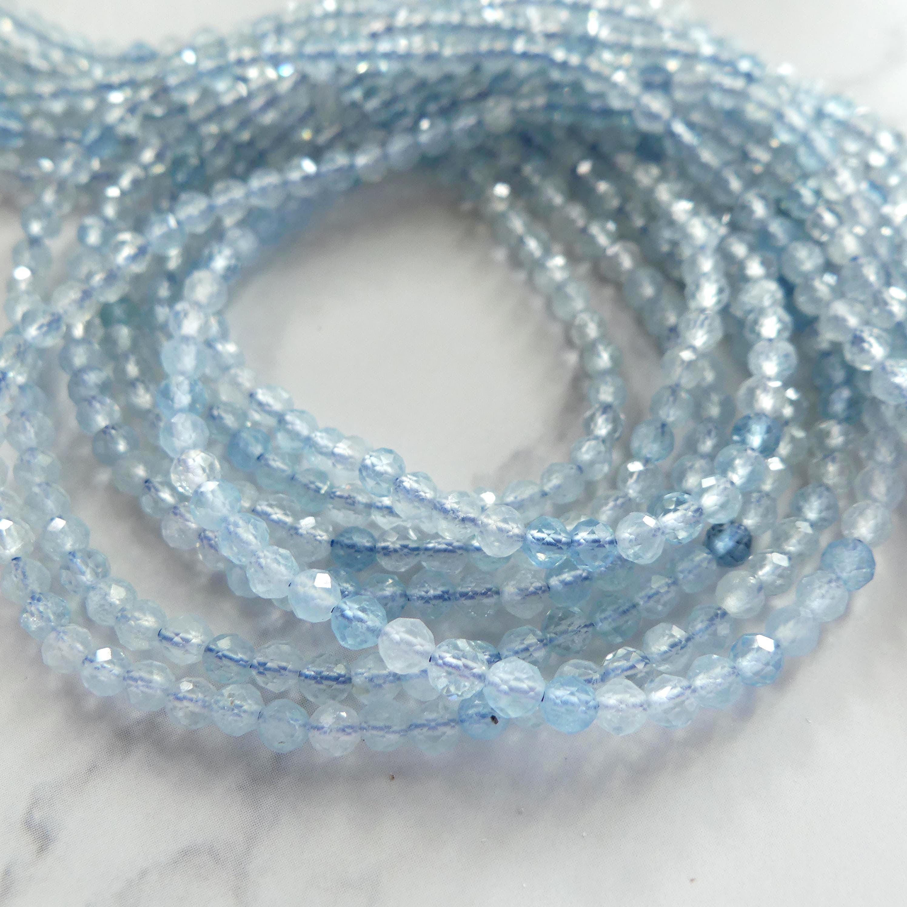 3mm Natural AAA Aquamarine Beads Micro Faceted 15" Raw Genuine Gemstone Beads for Jewelry Making Beading Craft Gift Beads March Birthstone
