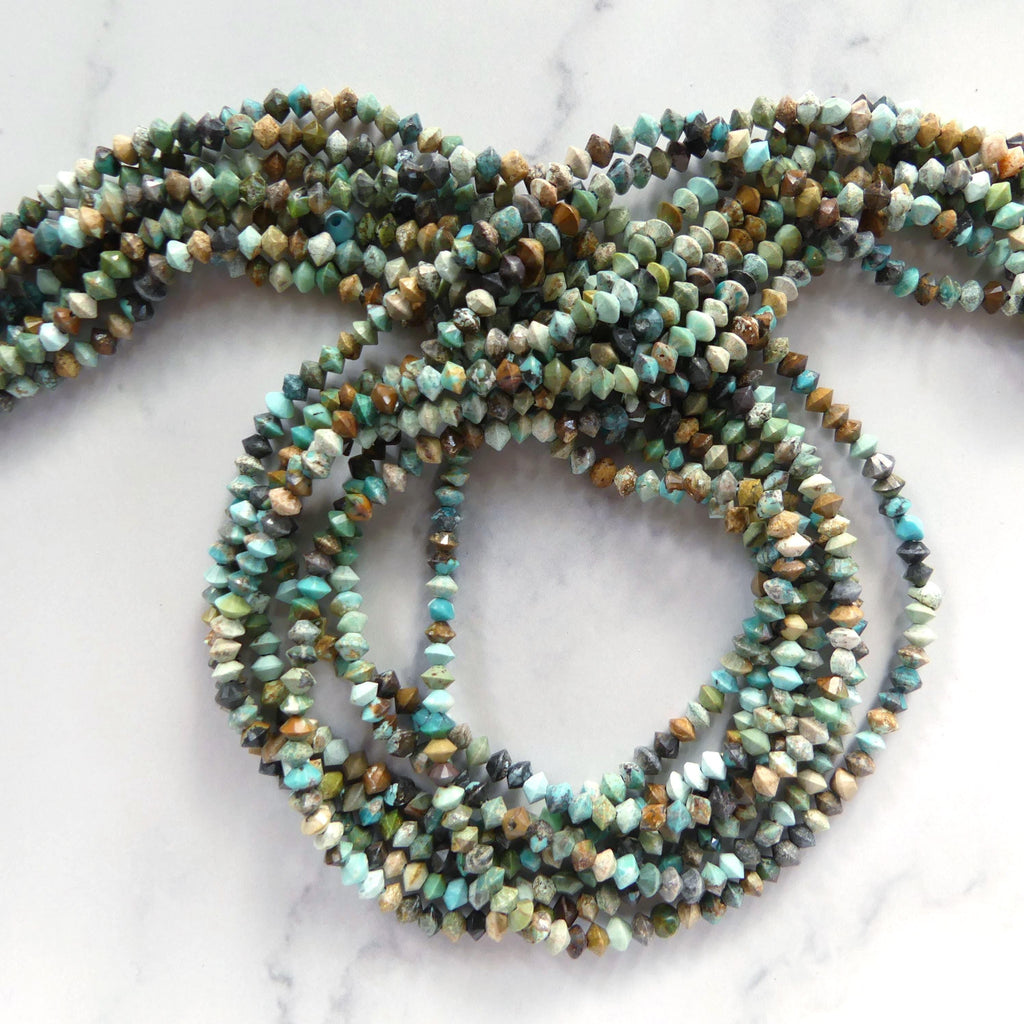 3mm Hubei Turquoise Bicone Beads 15" Blue Turquoise Genuine Gemstone Beads for Jewelry Making Beading Craft Gift Beads