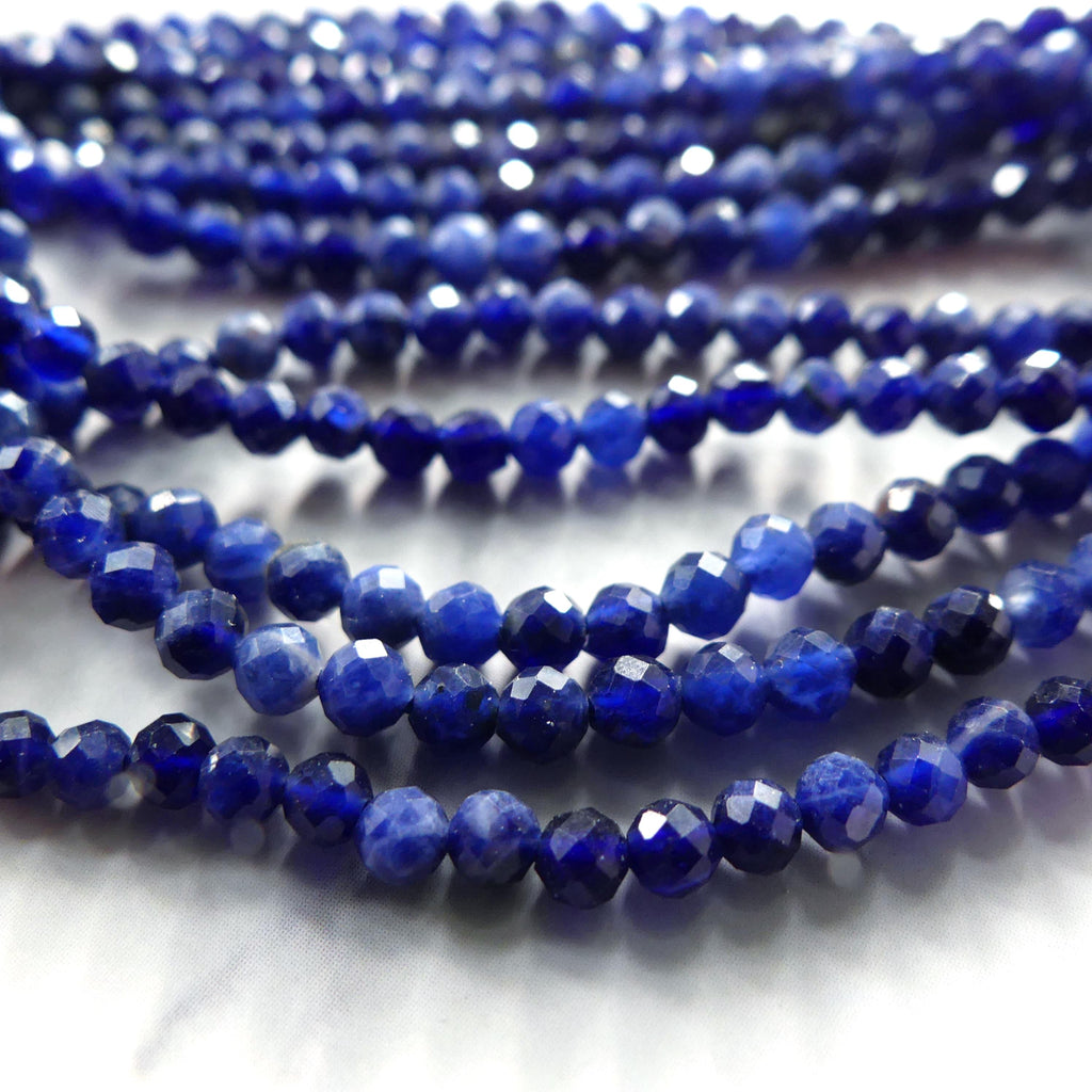 3mm Sodalite Faceted Beads 15" Marine Blue Sodalite Genuine Gemstone Beads for Jewelry Making Beading Craft Gift Beads
