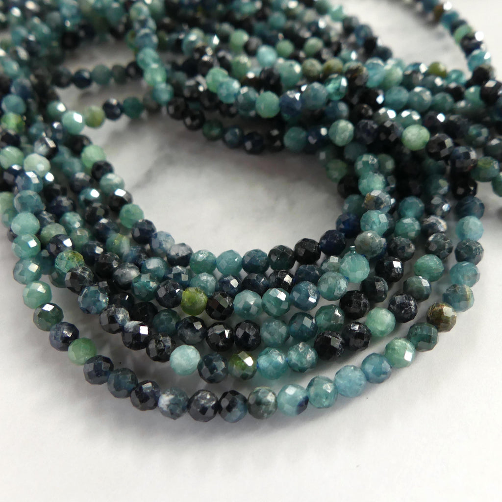 AAA 3mm Blue Tourmaline Faceted Beads 15" Indicolite Sparkly Gemstone Beads for Jewelry Making Beading Gift October Birthstone