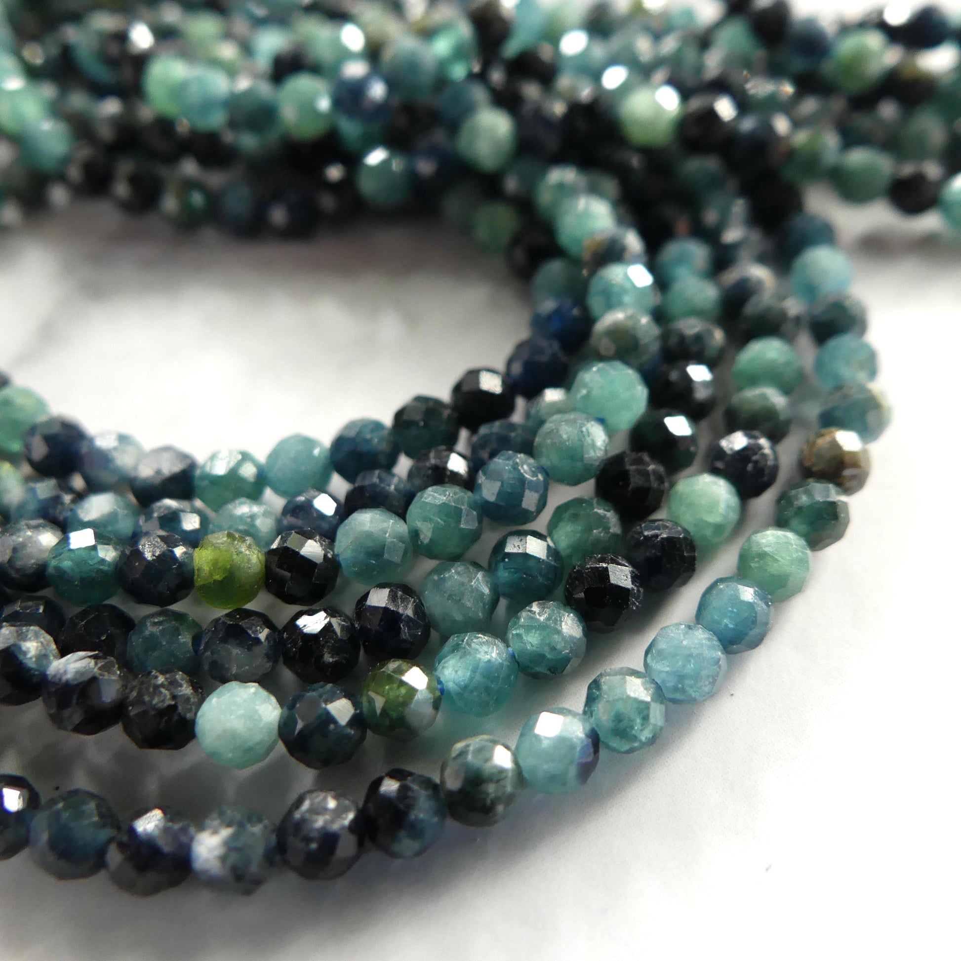 AAA 3mm Blue Tourmaline Faceted Beads 15" Indicolite Sparkly Gemstone Beads for Jewelry Making Beading Gift October Birthstone