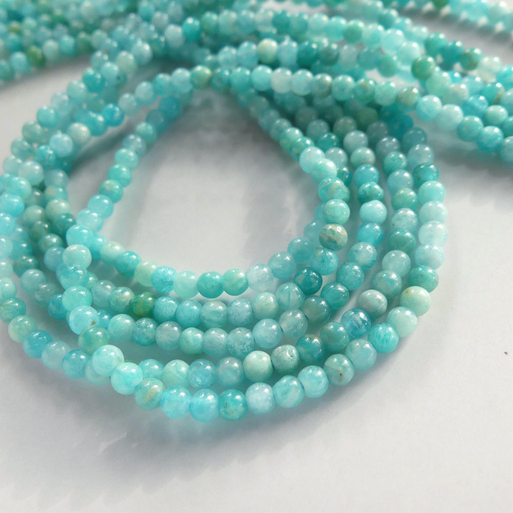 3mm Smooth Amazonite Beads 15" Bright Blue amazonite Genuine Gemstone Beads for Jewelry Making Beading Craft Gift Beads