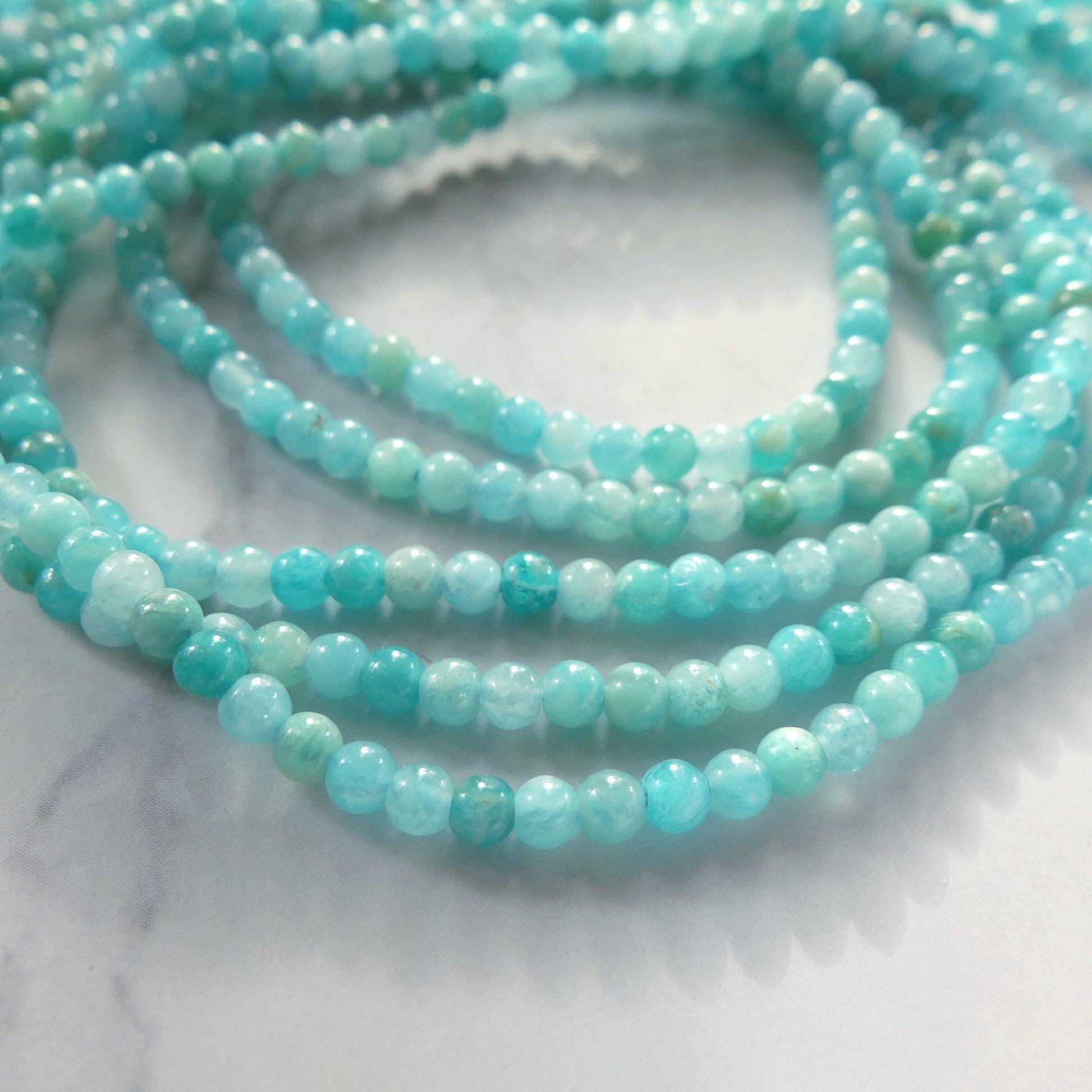 3mm Smooth Amazonite Beads 15" Bright Blue amazonite Genuine Gemstone Beads for Jewelry Making Beading Craft Gift Beads